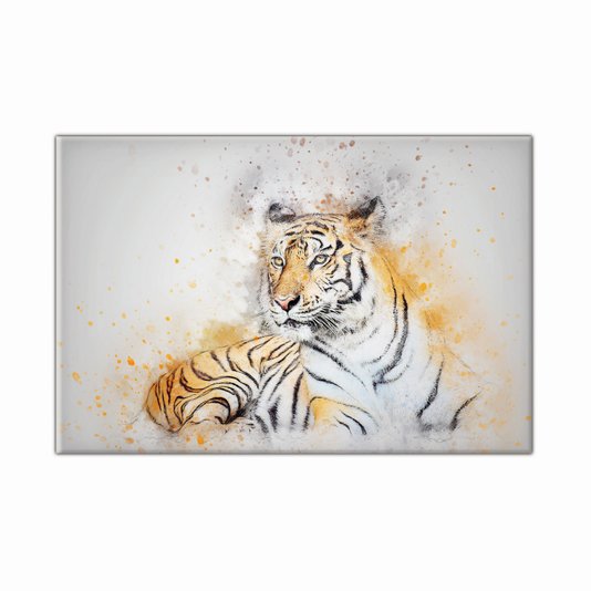 Tela Decorativa em Tecido Canvas Tigre Deitado em Aquarela