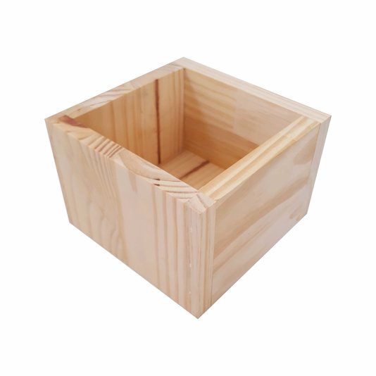 Vaso Cachepô em Madeira Pinus Natural 15x15x10