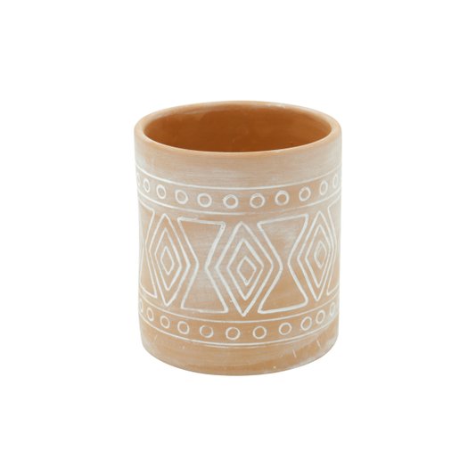 Vaso de Cerâmica Terracota Maya Geométrico  - URBAN