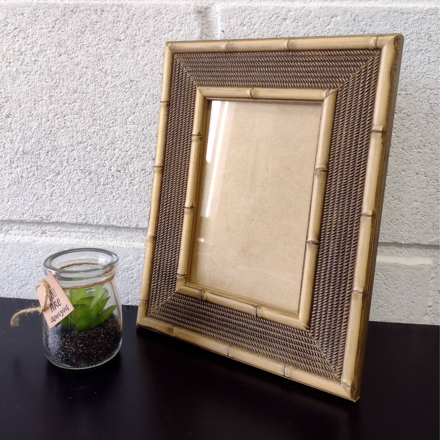 Moldura Com Grava O De Bambu Para Quadros E Fotos Com Fundo Mdf E Ps Cristal Transparente