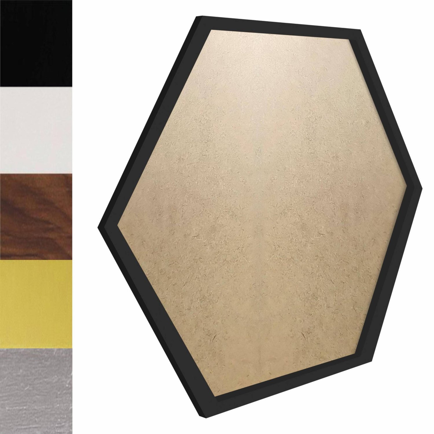 Moldura Hexagonal Minimalista Lisa para Quadros Revestida com Fundo MDF e PVC Antirreflexo - 1,5x1