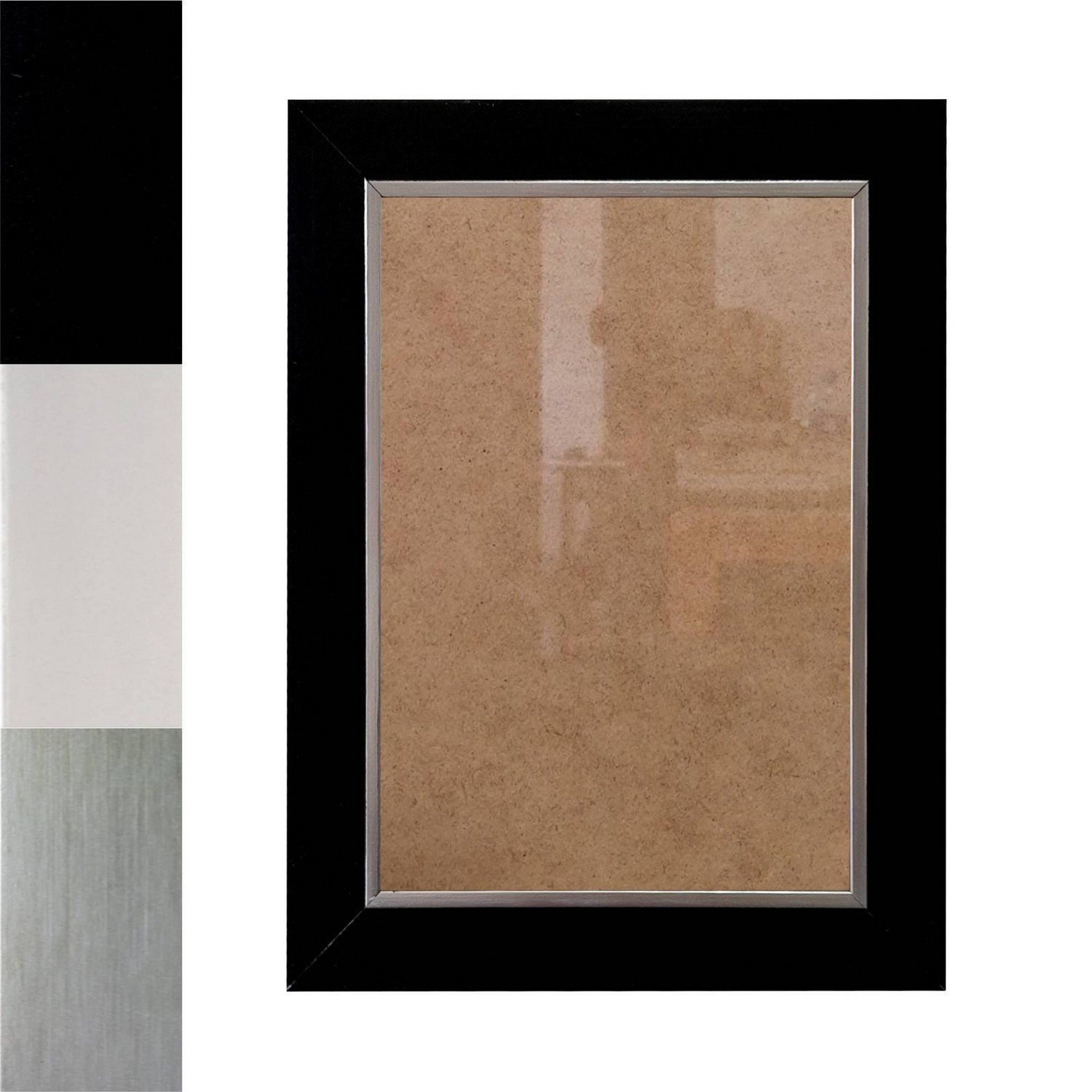 Moldura Laqueada Gesso Com Filete Prata Para Quadros E Fotos Com Fundo Mdf E Vidro X Kiaga