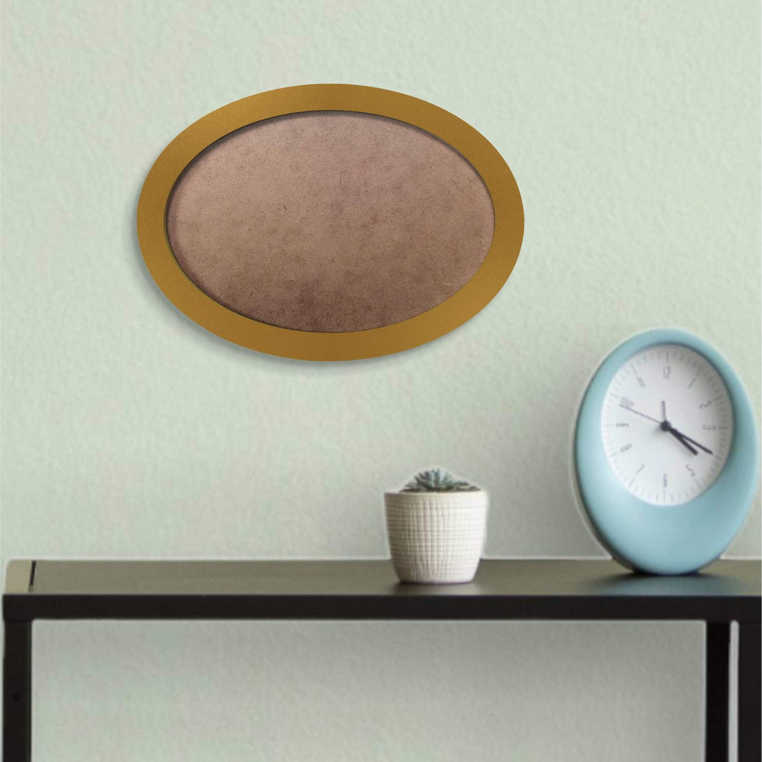 Moldura Oval Colorida em MDF Laqueado para Quadros Decorativos com Fundo MDF e PVC Antirreflexo