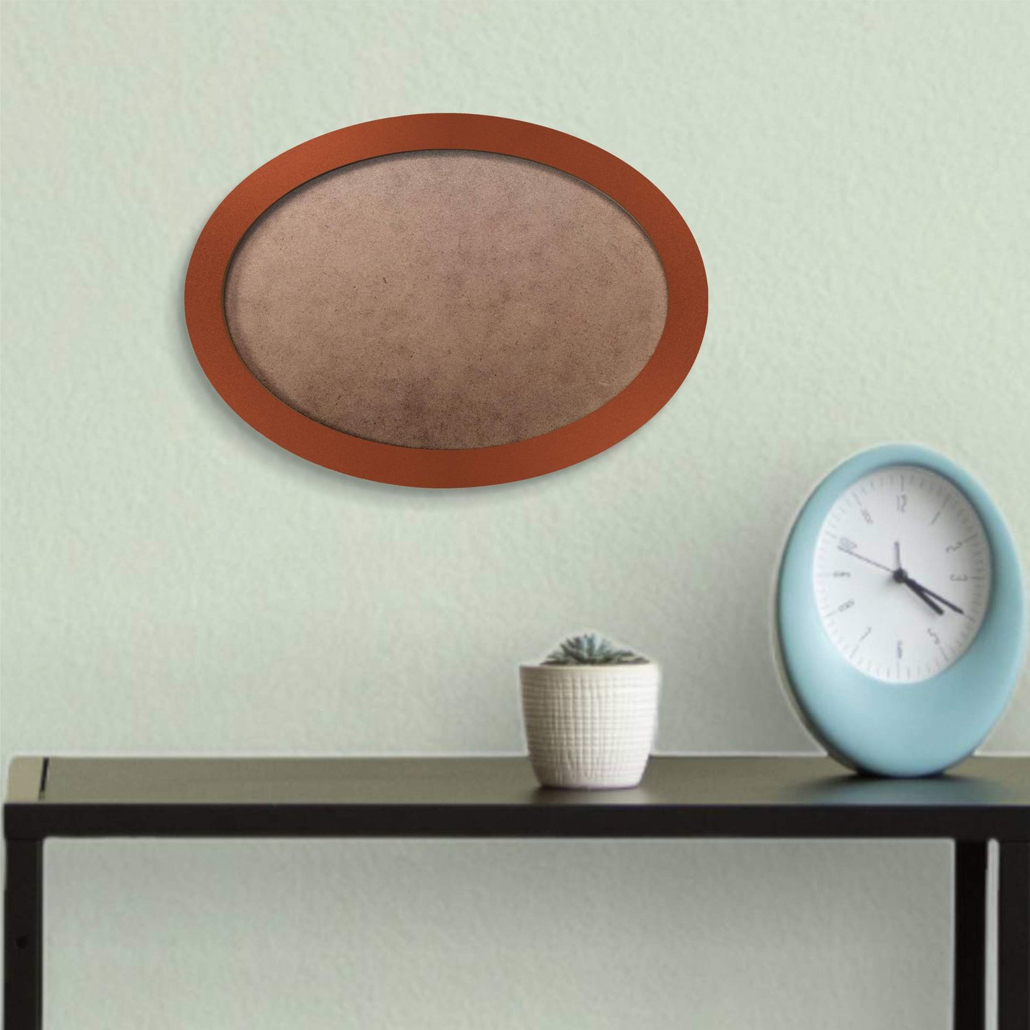 Moldura Oval Colorida em MDF Laqueado para Quadros Decorativos com Fundo MDF e PVC Antirreflexo