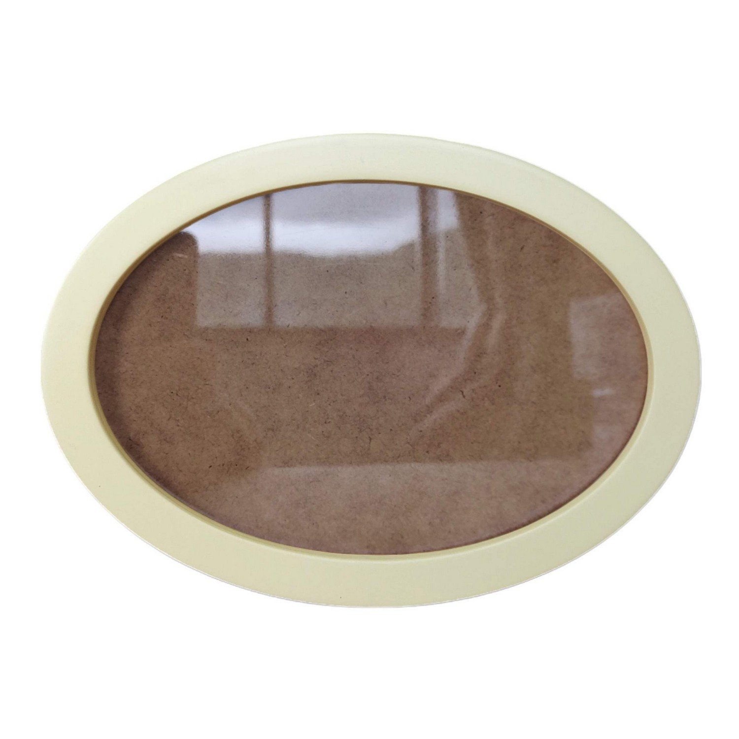 Moldura Oval Colorida em MDF Laqueado para Quadros Decorativos com Fundo MDF e Vidro