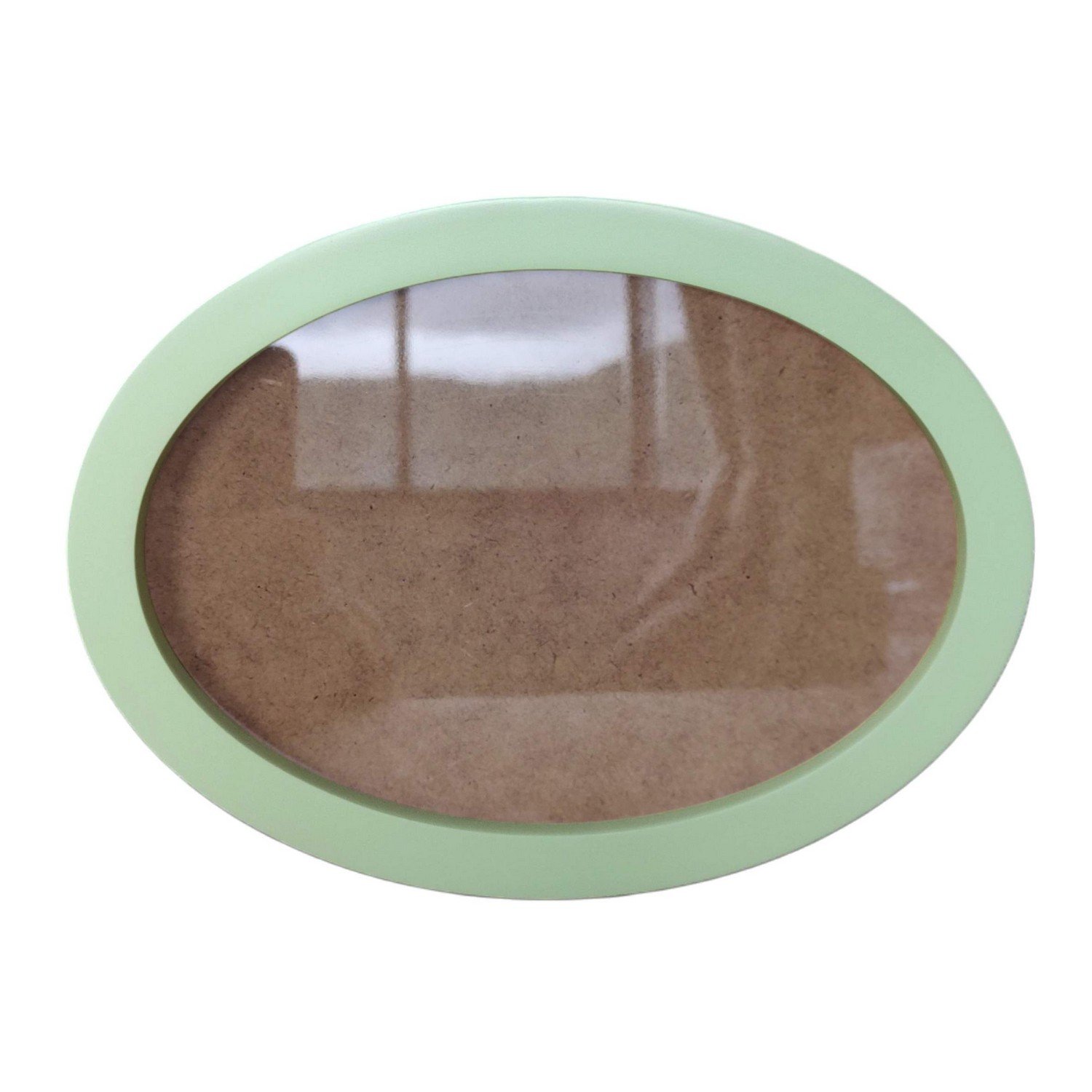 Moldura Oval Colorida em MDF Laqueado para Quadros Decorativos com Fundo MDF e Vidro