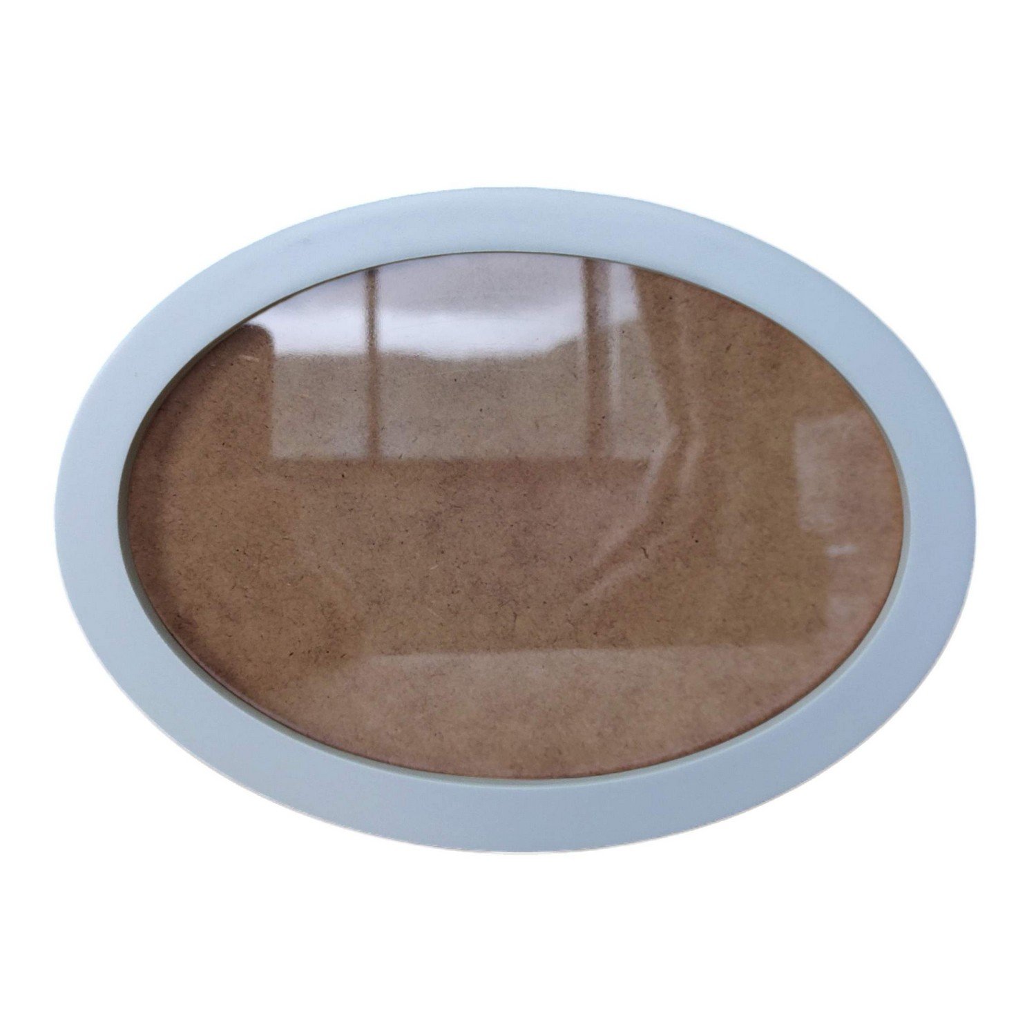 Moldura Oval Colorida em MDF Laqueado para Quadros Decorativos com Fundo MDF e Vidro