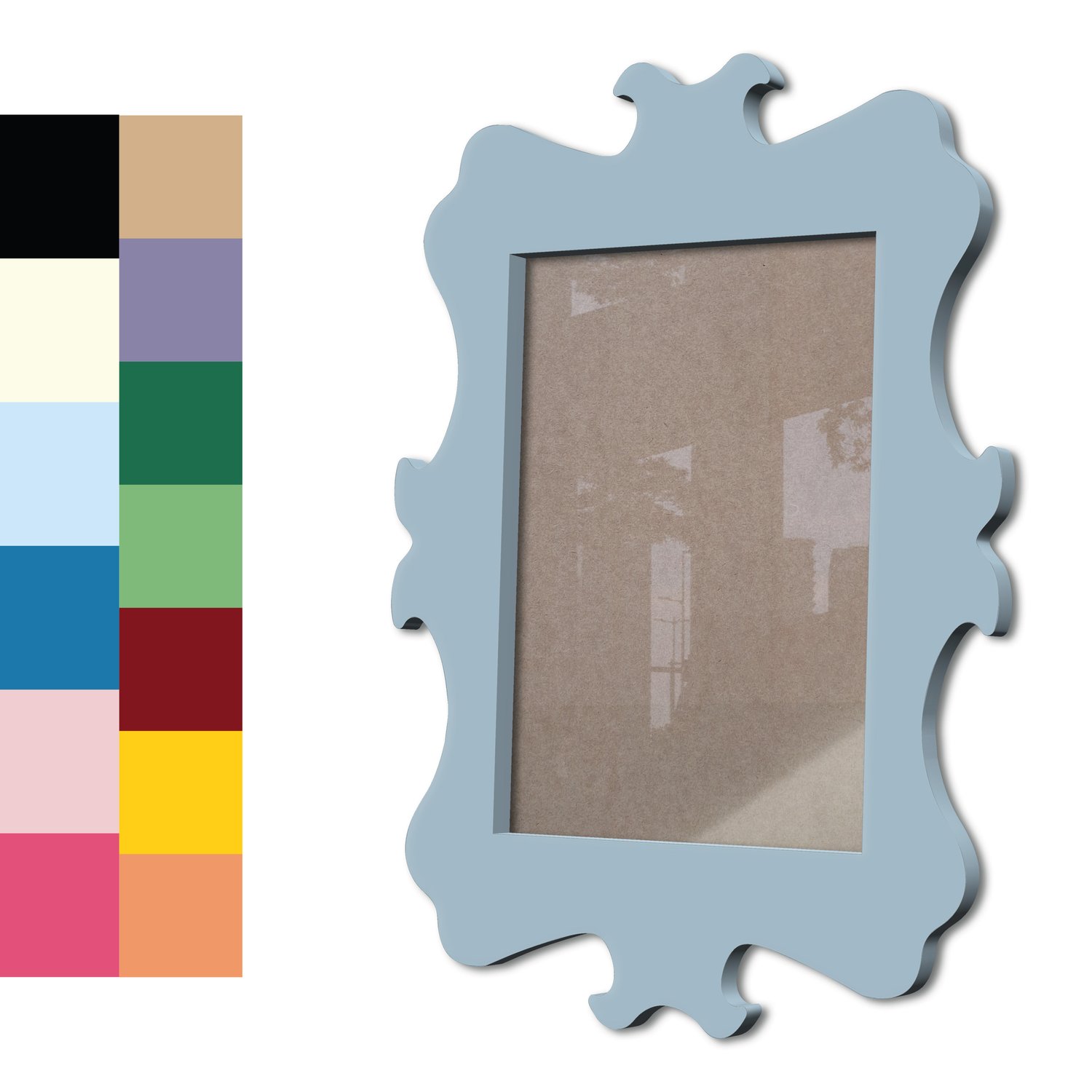 Moldura Provençal Colorida Em Mdf 6 mm Para Quadros Decorativos Com Fundo MDF e Acetato