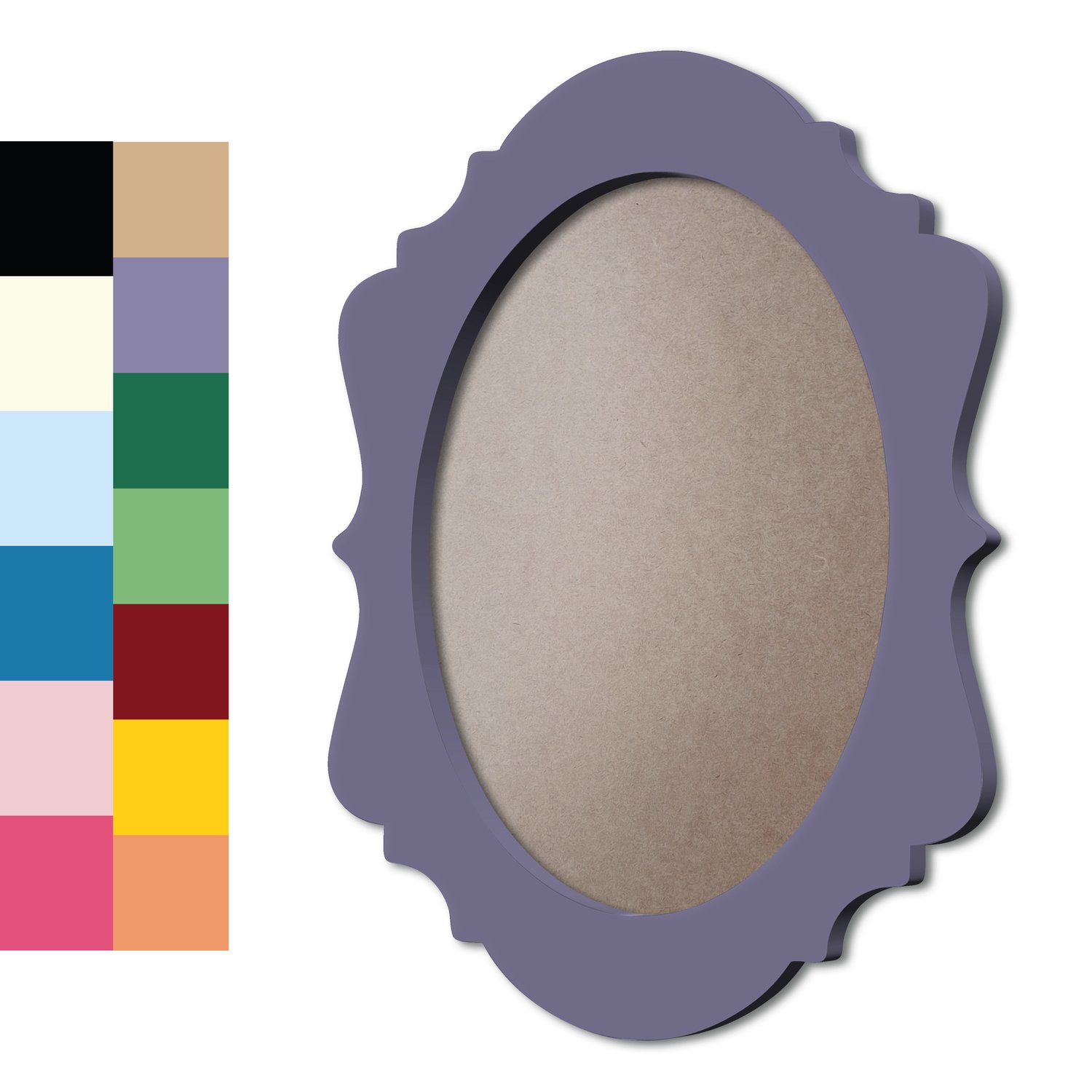 Moldura Provençal Colorida Oval Em MDF 6mm Para Quadros Decorativos Com Fundo MDF e PVC Antirreflexo