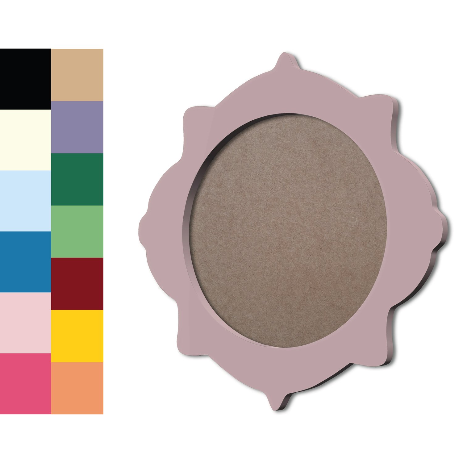 Moldura Provençal Colorida Redonda Em MDF 6mm Para Quadros Decorativos Com Fundo MDF