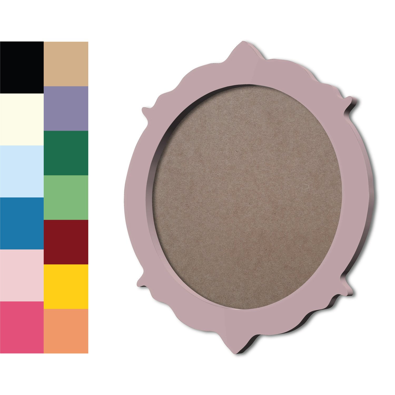 Moldura Provençal Colorida Redonda Em MDF 6mm Para Quadros Decorativos Com Fundo MDF