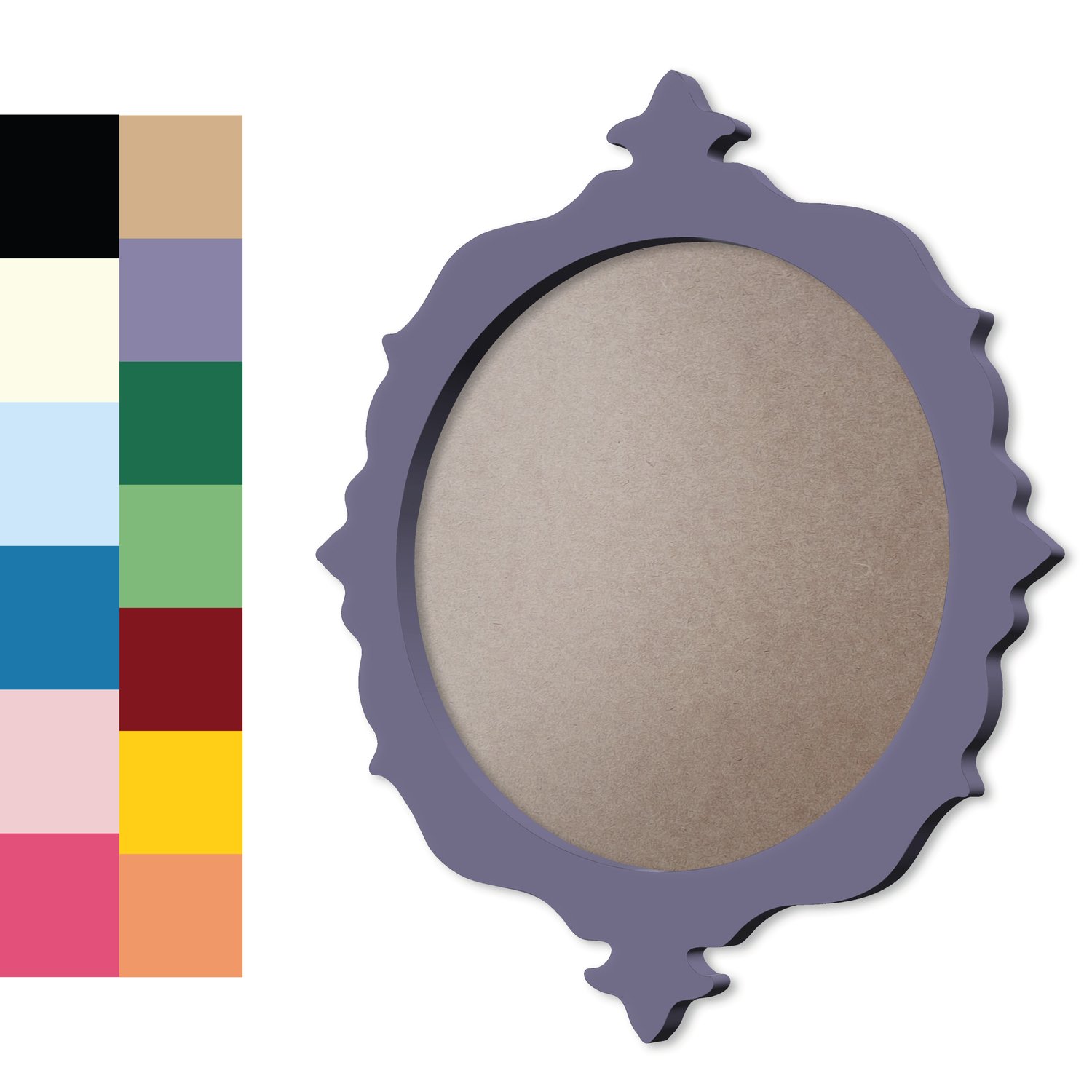 Moldura Provençal Colorida Redonda Em MDF 6mm Para Quadros Decorativos Com Fundo MDF e PVC Antirreflexo
