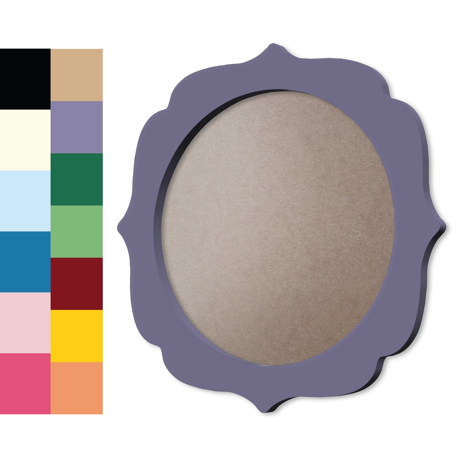 Moldura Provençal Colorida Redonda Em MDF 6mm Para Quadros Decorativos Com Fundo MDF e PVC Antirreflexo