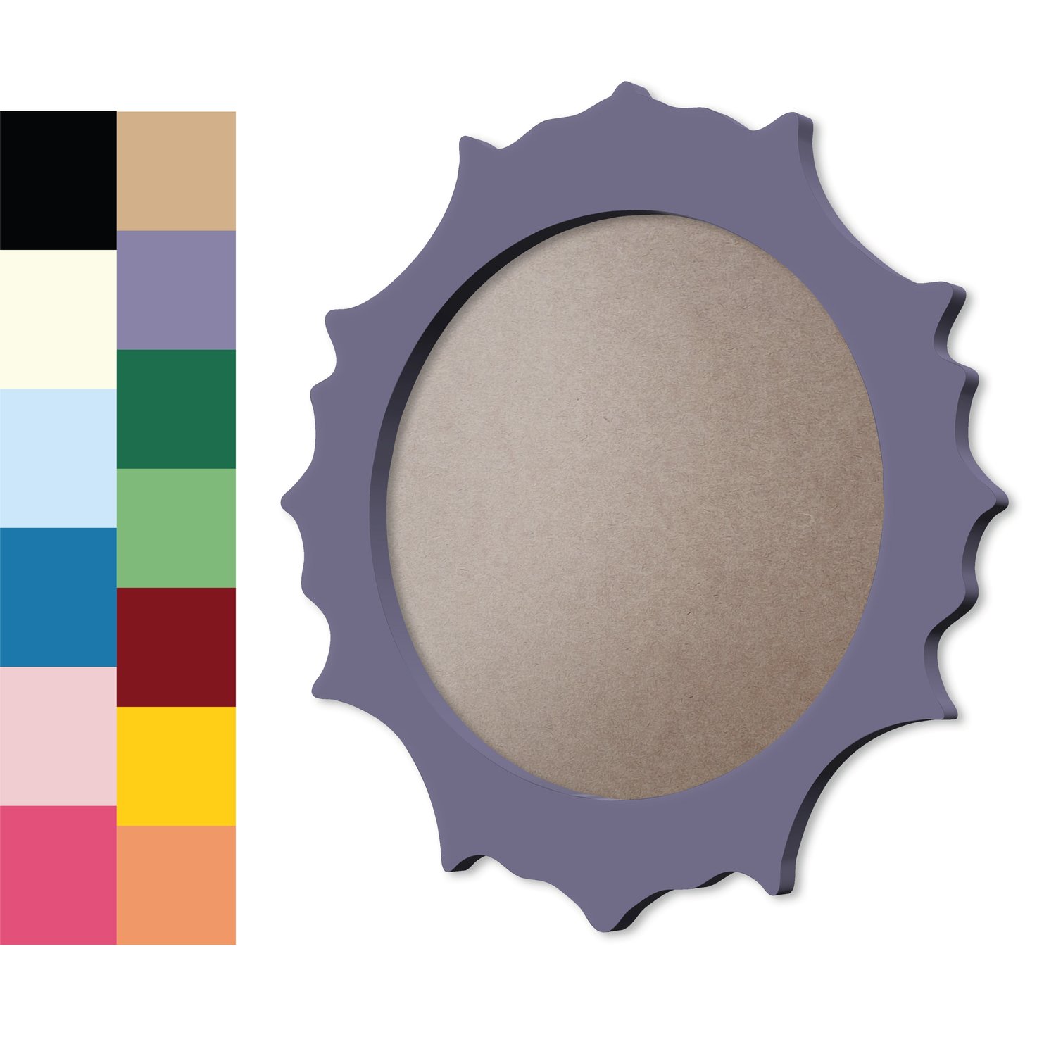 Moldura Provençal Colorida Redonda Em MDF 6mm Para Quadros Decorativos Com Fundo MDF e PVC Antirreflexo