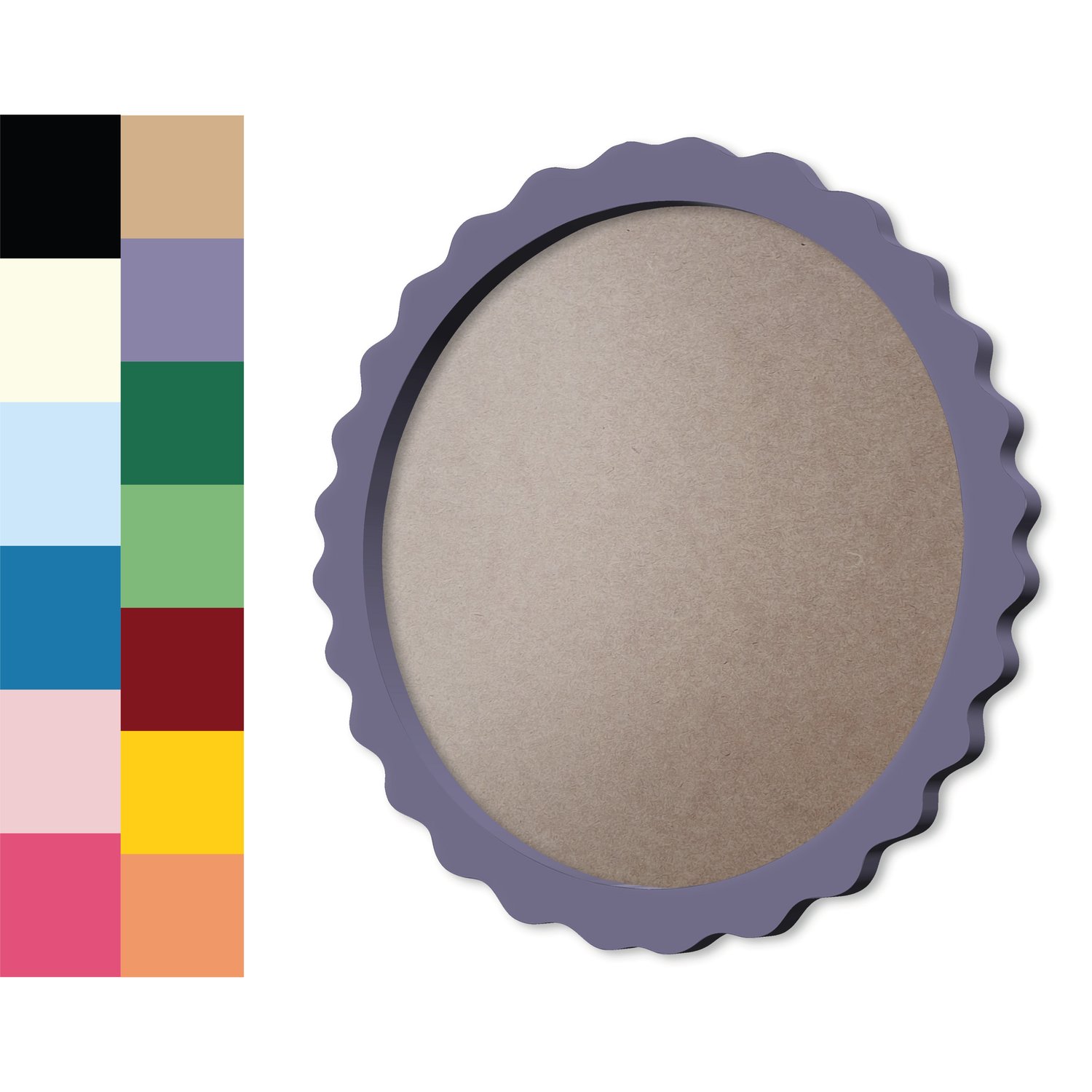 Moldura Provençal Colorida Redonda Em MDF 6mm Para Quadros Decorativos Com Fundo MDF e PVC Antirreflexo