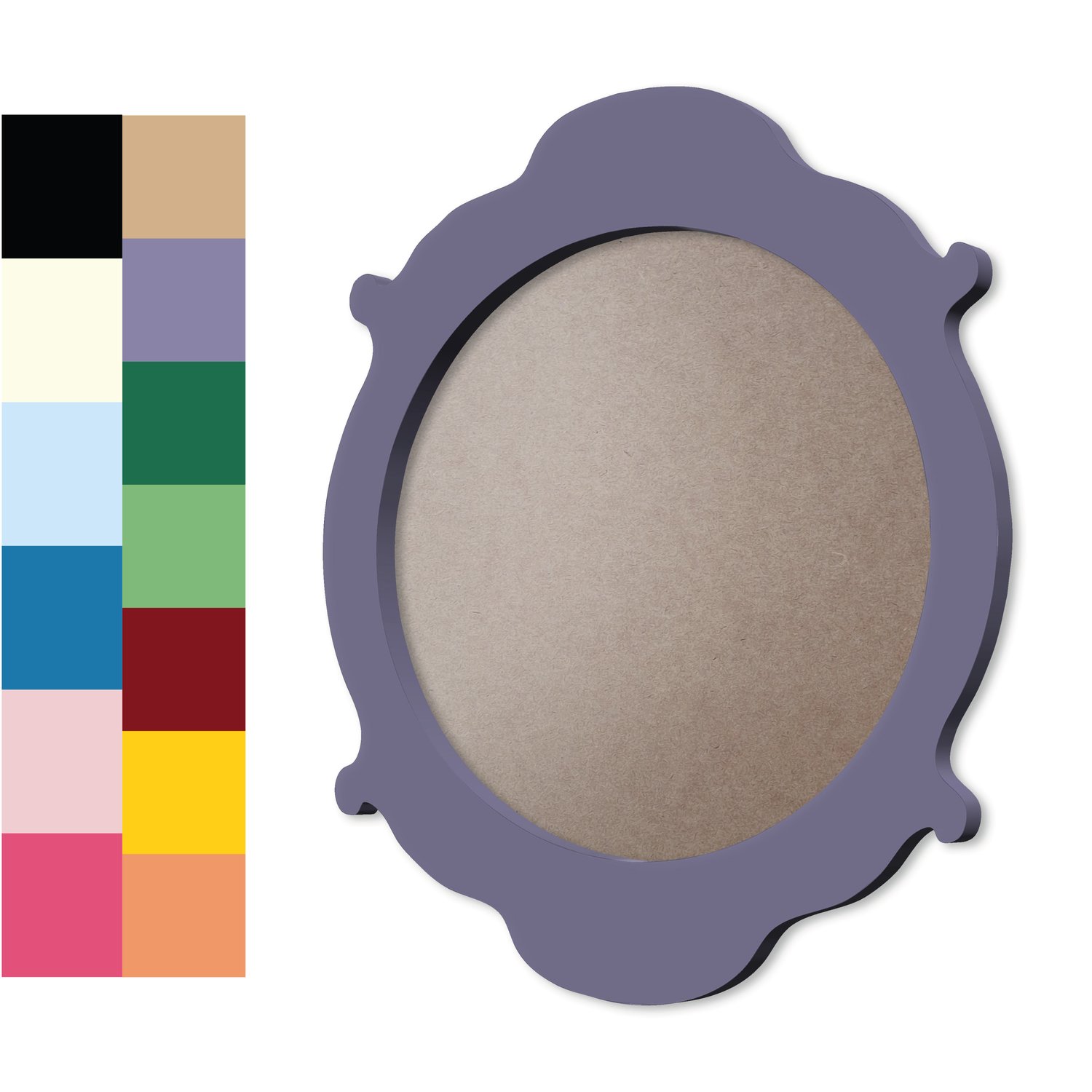 Moldura Provençal Colorida Redonda Em MDF 6mm Para Quadros Decorativos Com Fundo MDF e PVC Antirreflexo