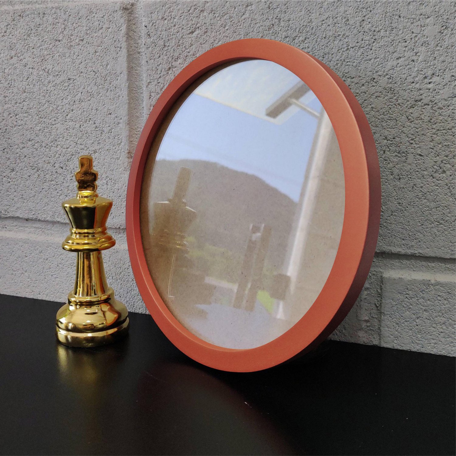 Moldura Redonda Colorida em MDF Laqueado para Quadros Decorativos com Fundo MDF e Vidro
