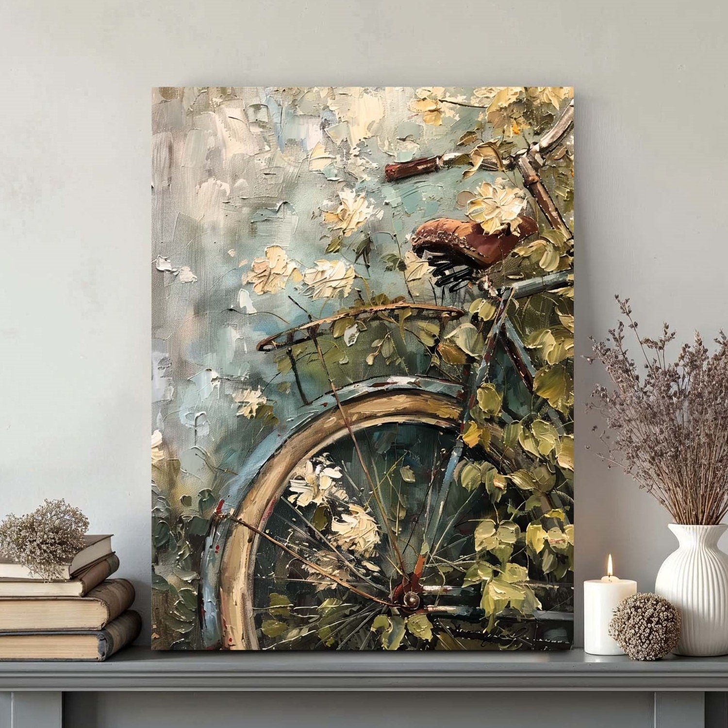 Placa Decorativa Bicicleta Pintura Texturizada Vintage Farmhouse