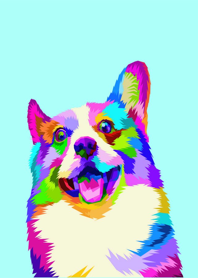 Pintura em aquarela minimalista de um cão pastor inglês antigo em