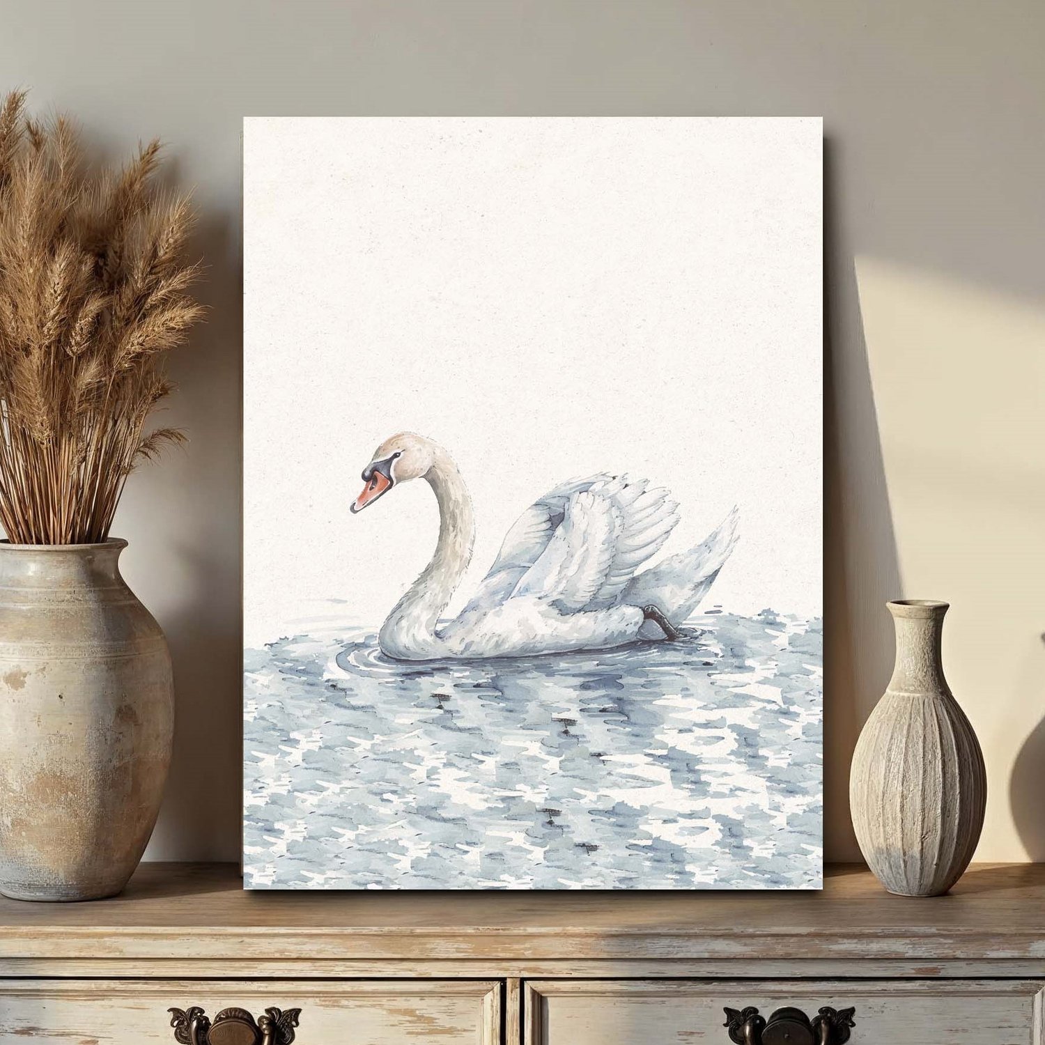 Placa Decorativa Cisne No Lago Vintage Farmhouse
