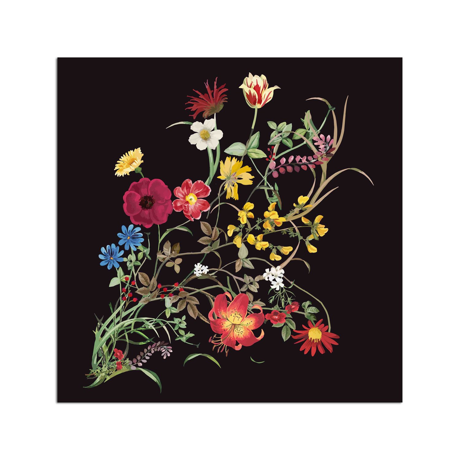 Placa Decorativa Flores Silvestres Estilo Modern Heritage