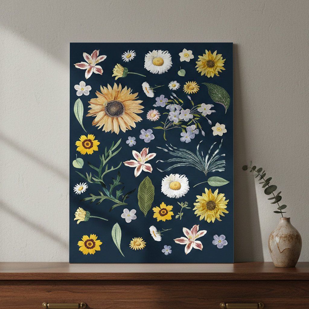 Placa Decorativa Flores Silvestres Estilo Modern Heritage