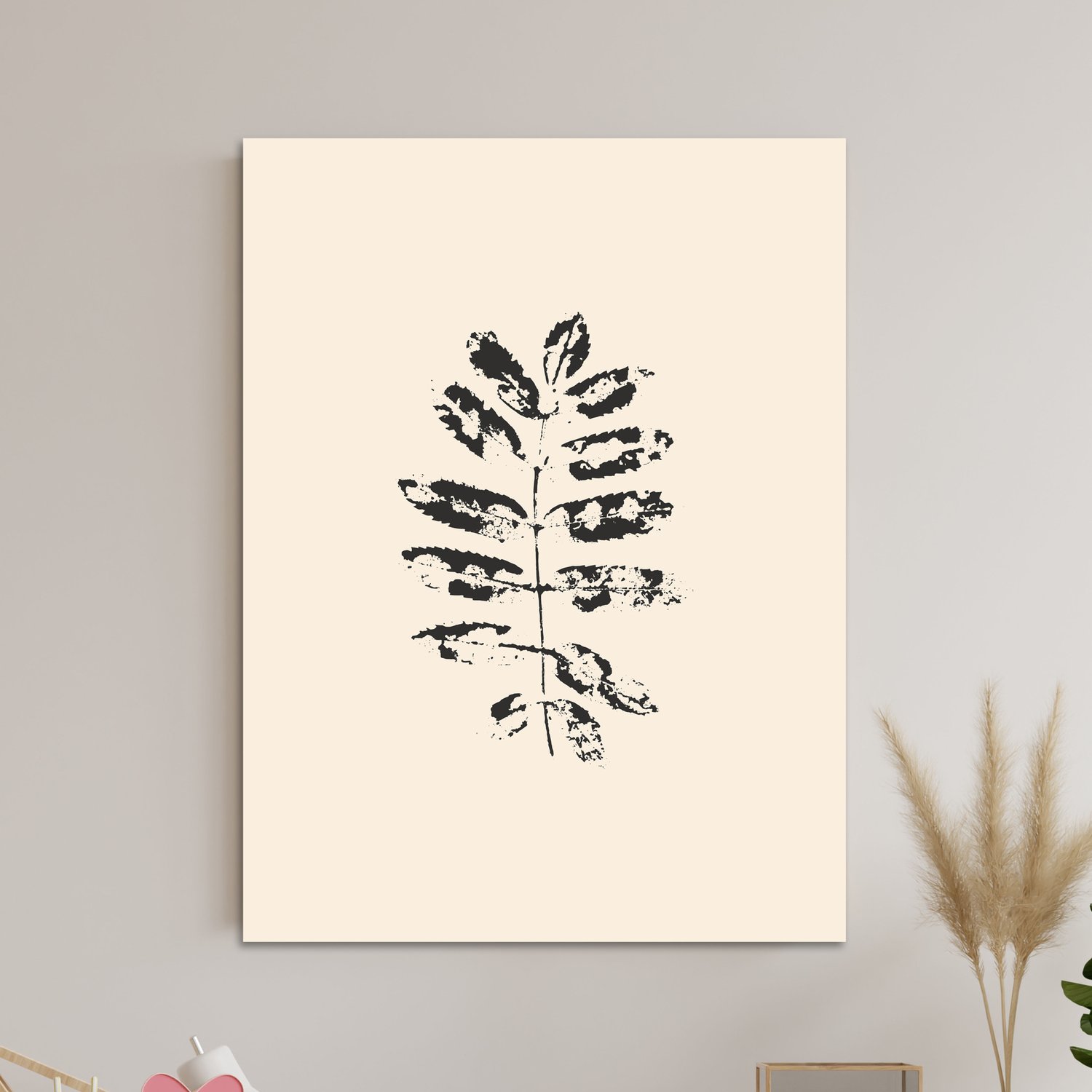 Placa Decorativa Folhas Abstratas Minimalistas Estilo Japandi