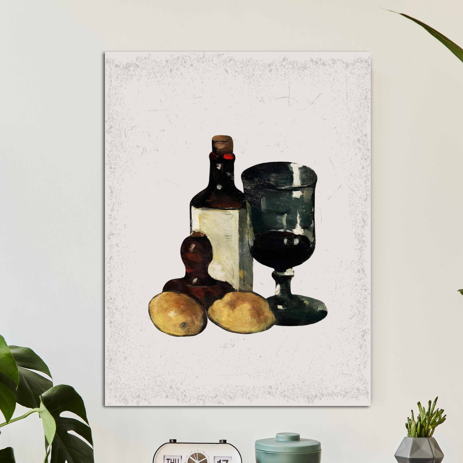 Placa Decorativa Garrafa Com Taça De Vinho Vintage Farmhouse