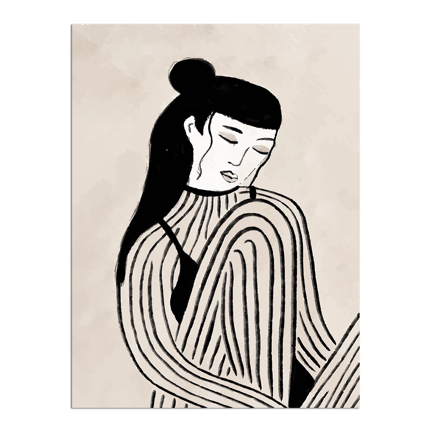 Placa Decorativa Ilustração Feminina Estilo Modern Heritage