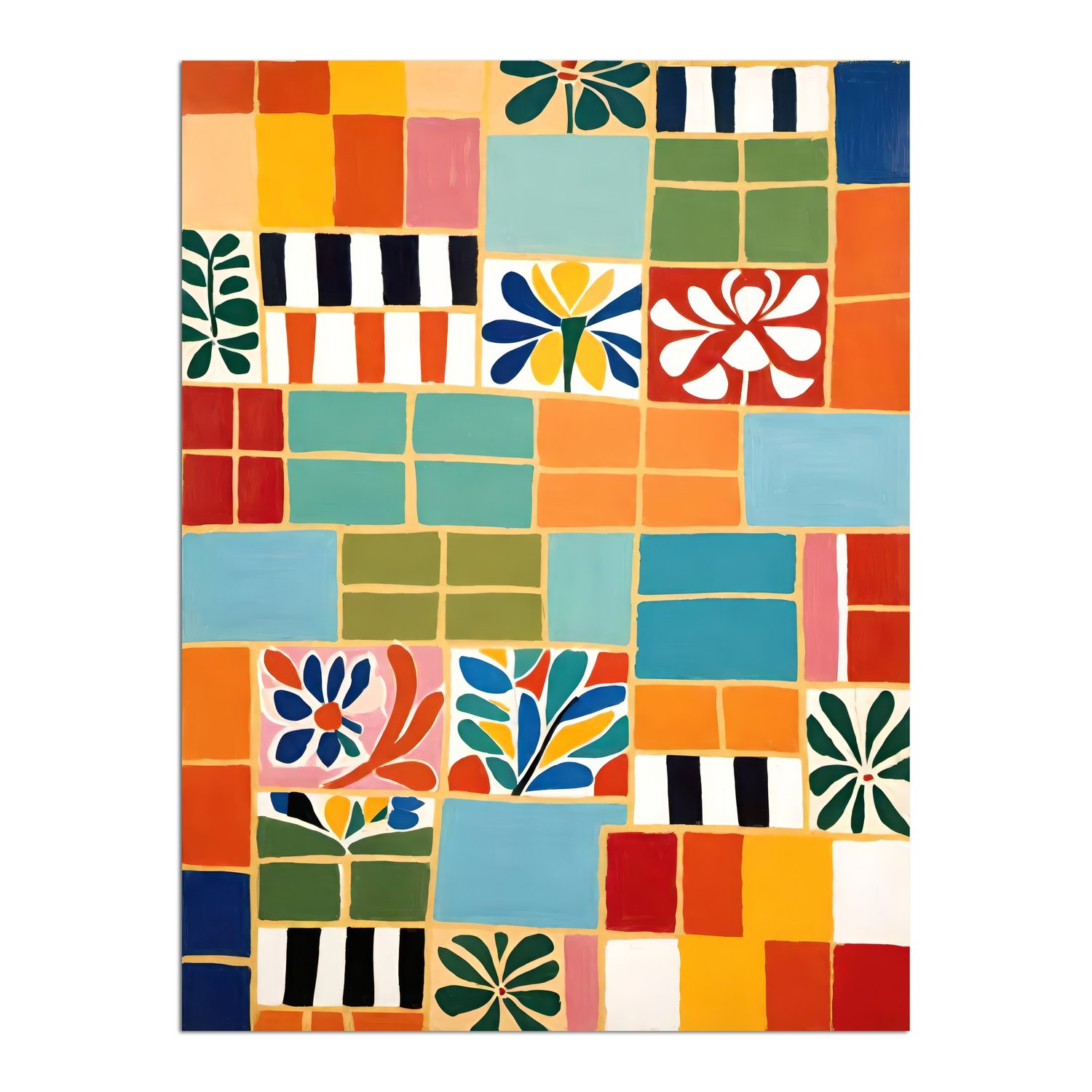 Placa Decorativa Ladrilho Abstrato Estilo Modern Heritage