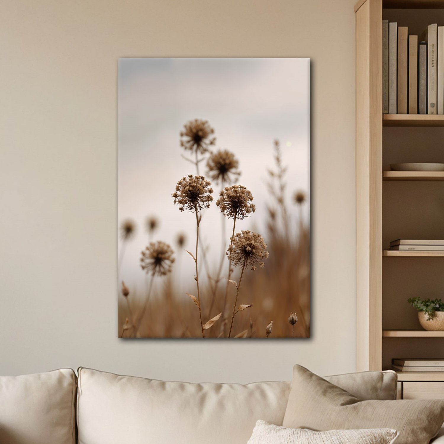 Placa Decorativa Natureza Minimalista Plantas Secas
