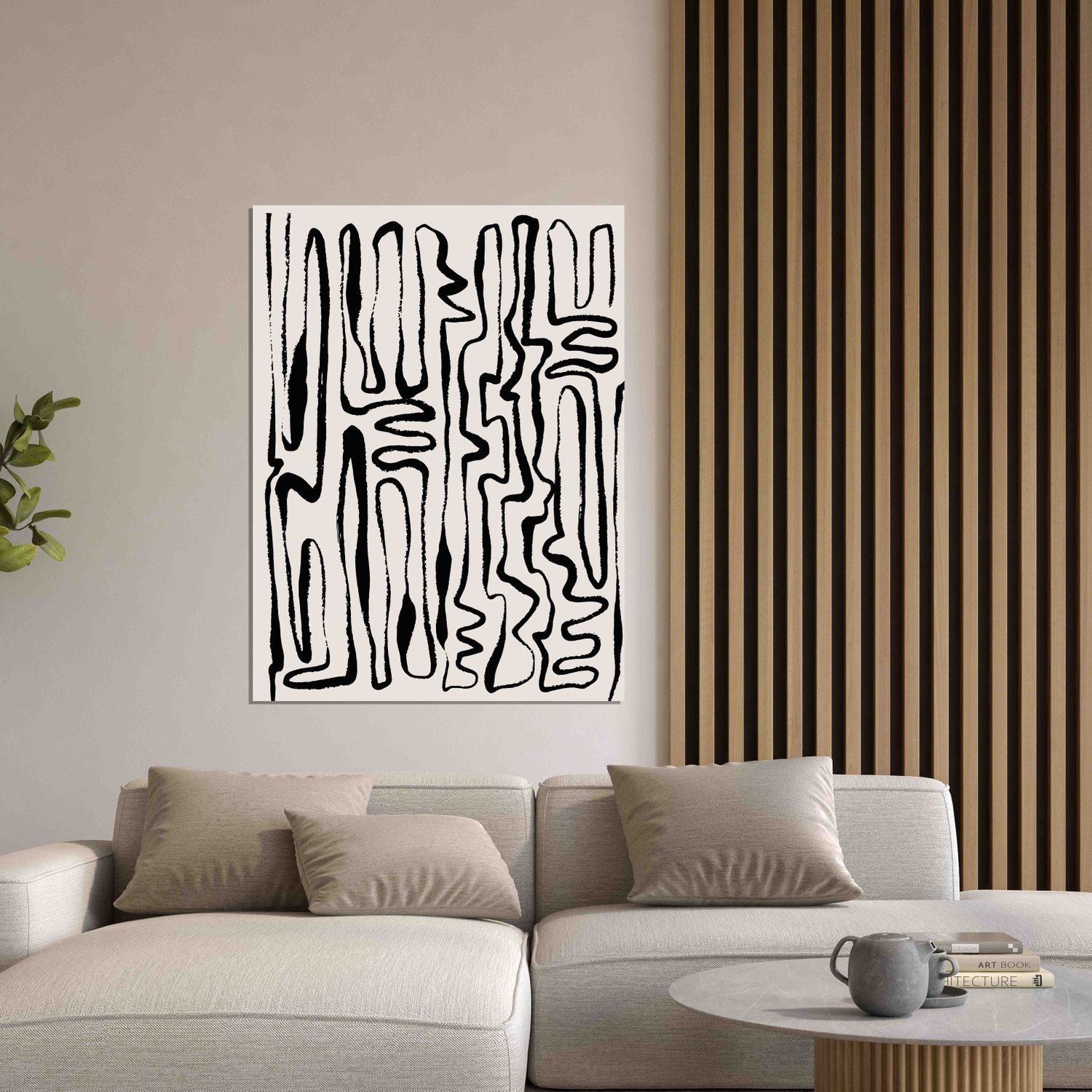Placa Decorativa Padrão Abstrato Minimalista Estilo Japandi