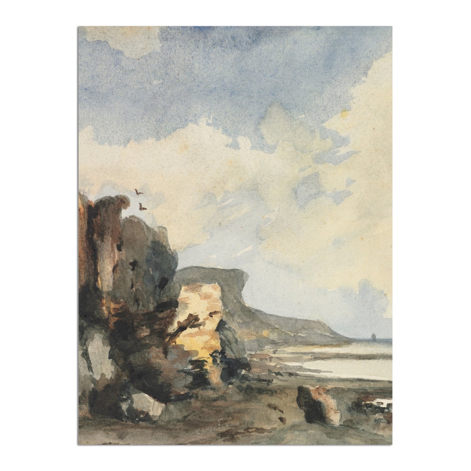 Placa Decorativa Paisagem Praia Rochosa Abstrata Vintage