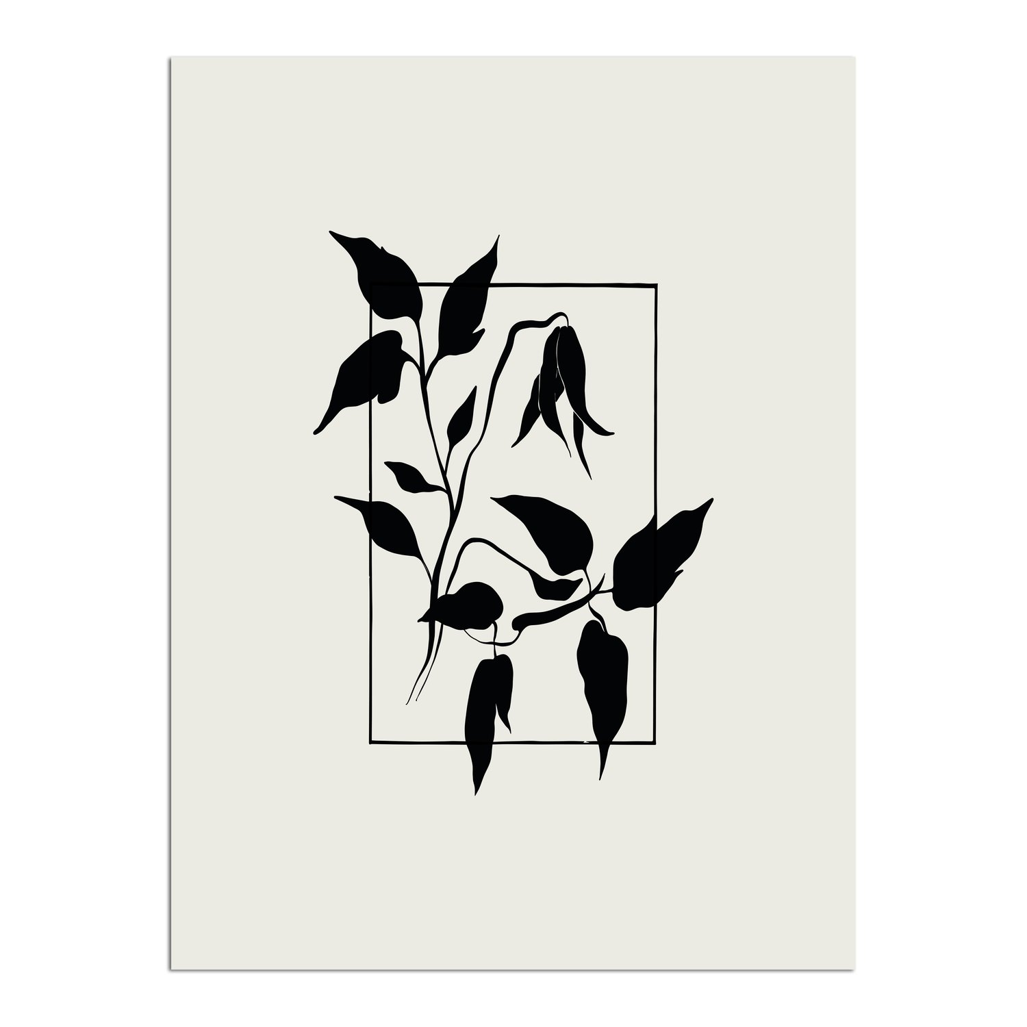 Placa Decorativa Ramo Com Flor Minimalista Estilo Japandi
