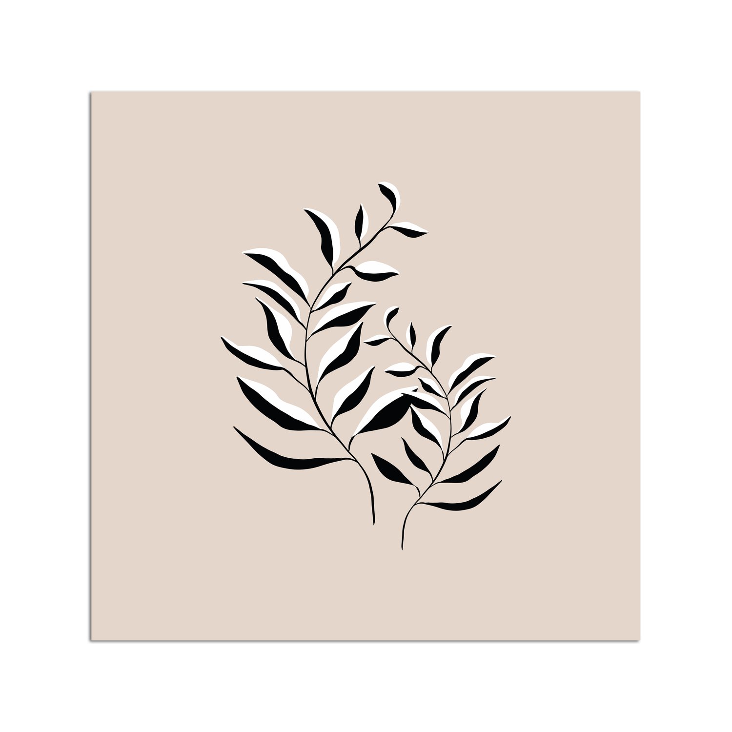 Placa Decorativa Ramo De Folhas Minimalista Estilo Japandi