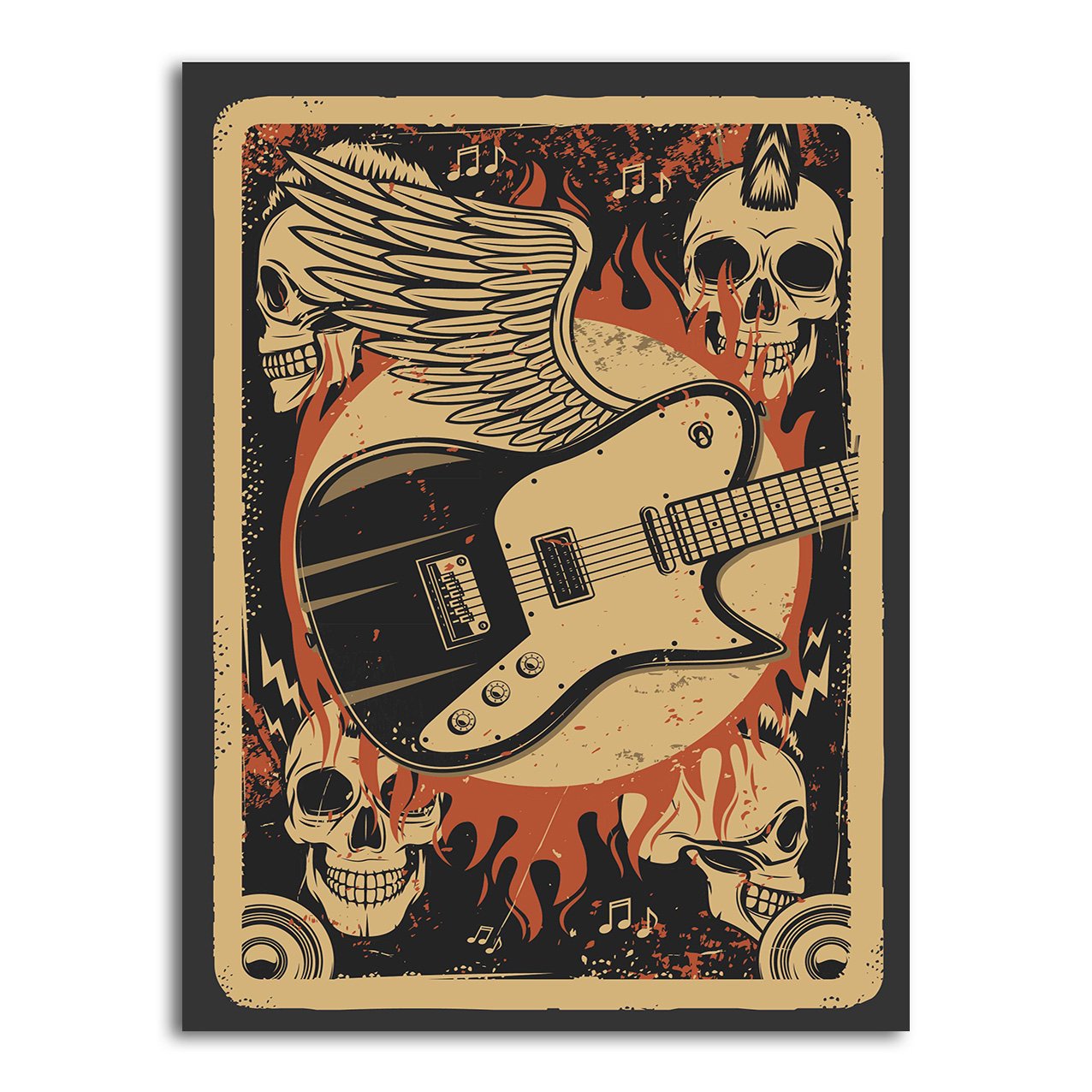 Placa Decorativa Rock And Roll Vintage Guitarra