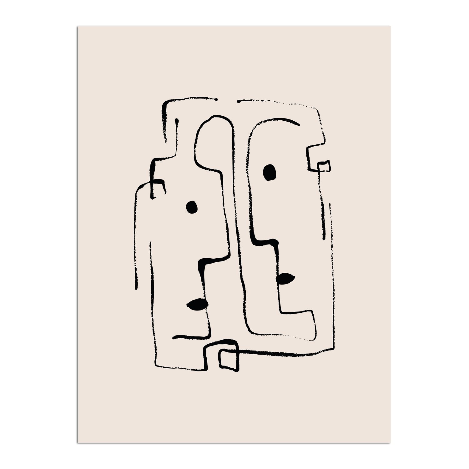 Placa Decorativa Rostos Abstratos Minimalistas Estilo Japandi