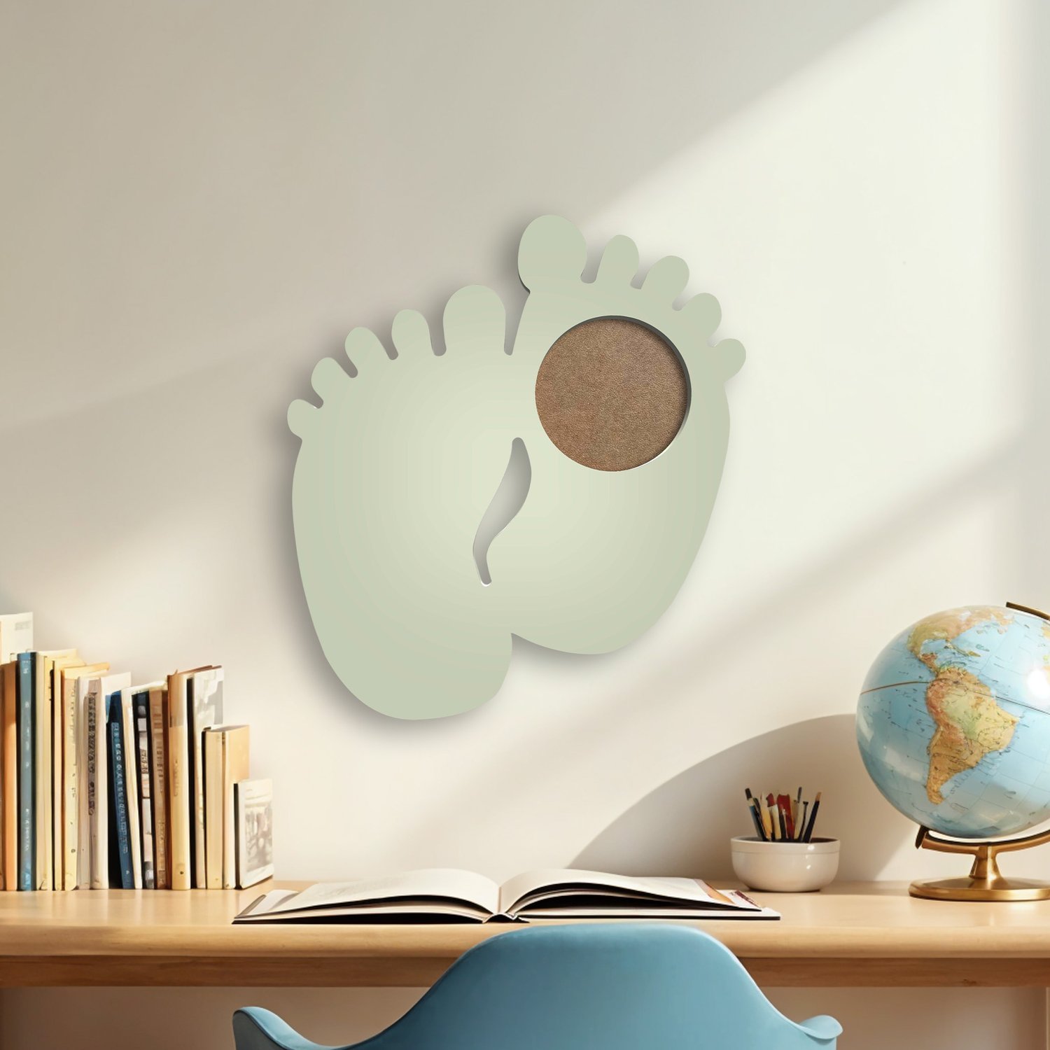 Porta Maternidade Colorido Em Forma de Pezinhos Em Mdf Com PVC Antirreflexo