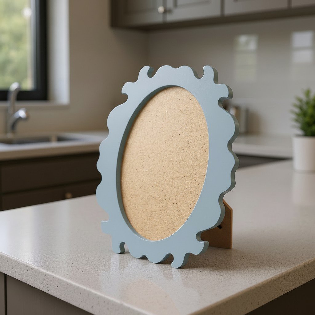 Porta Retrato com Moldura Provençal Colorida Oval Em MDF 6mm Com Suporte em MDF e PVC Antirreflexo