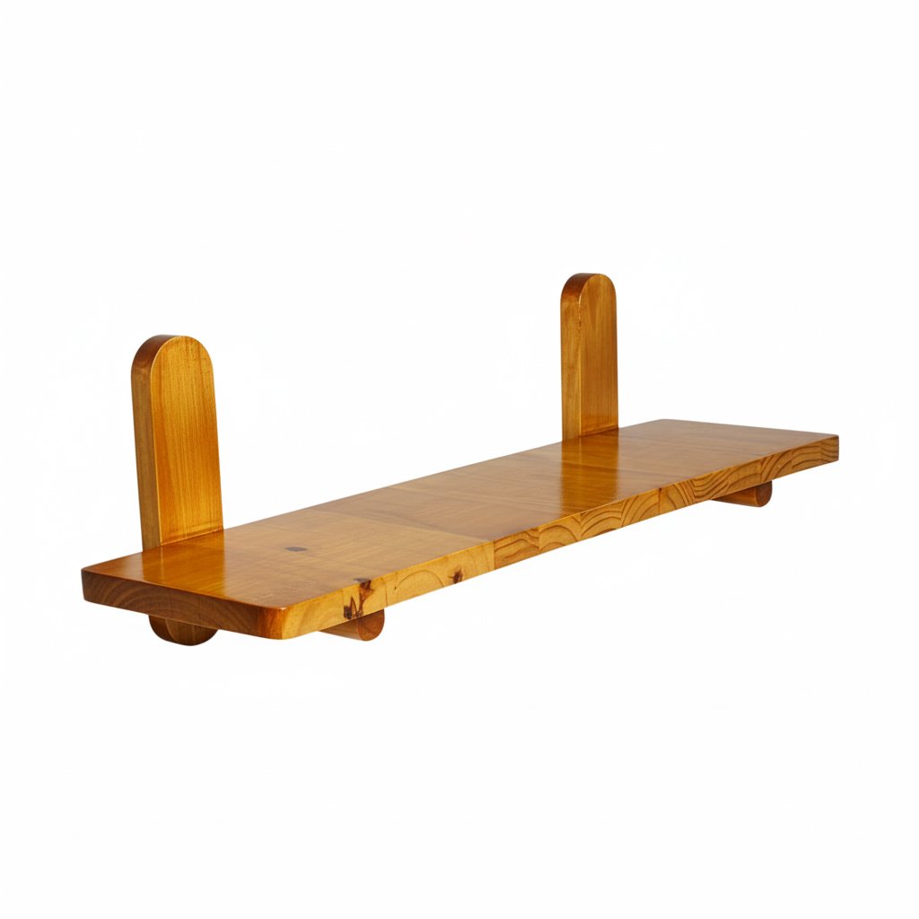 Prateleira Minimalista em Madeira Pinus com Suporte de Pinos Decoração Japandi