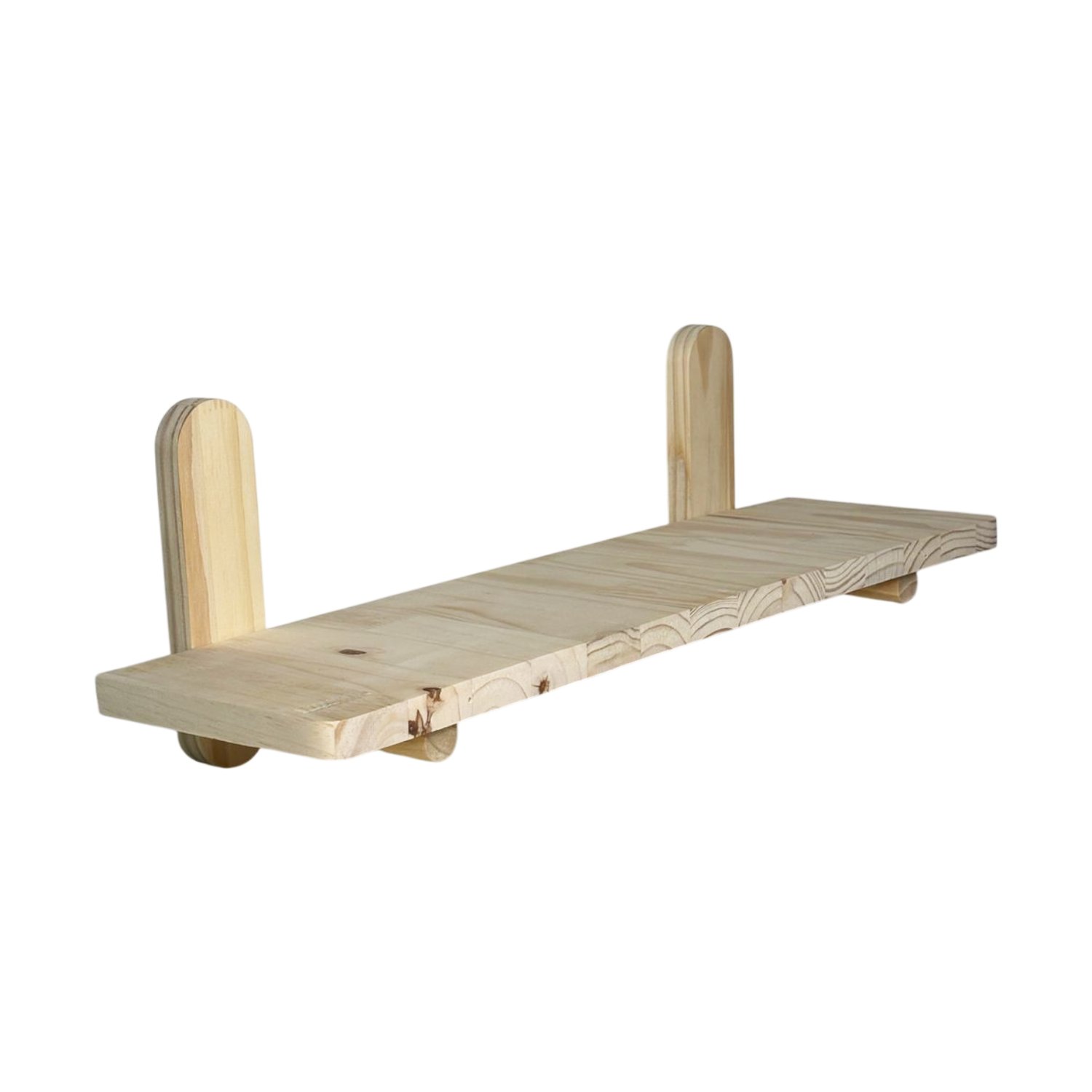 Prateleira Minimalista em Madeira Pinus com Suporte de Pinos Decoração Japandi