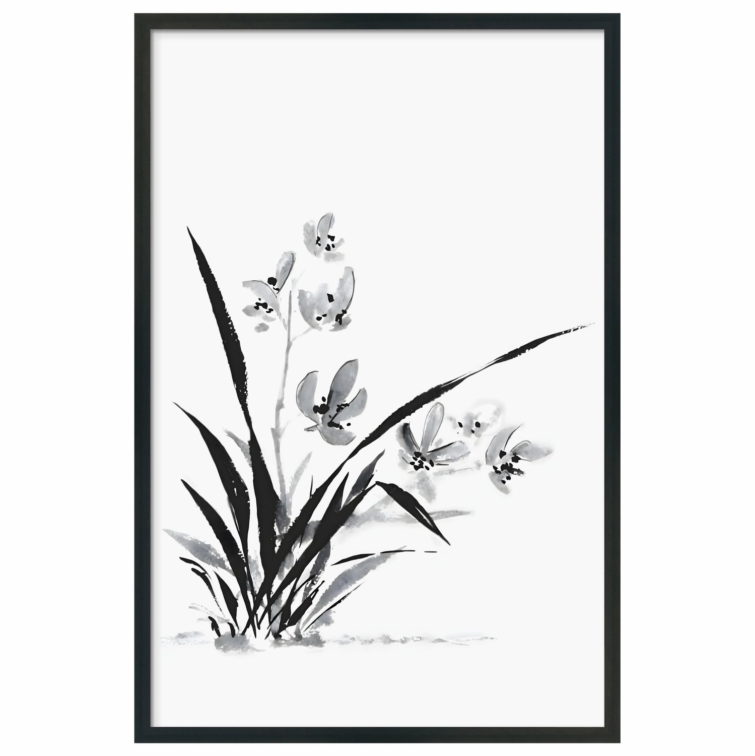 Quadro Decorativa Ran Arte de Flor Ornamental Orquídea no Estilo Sumiê