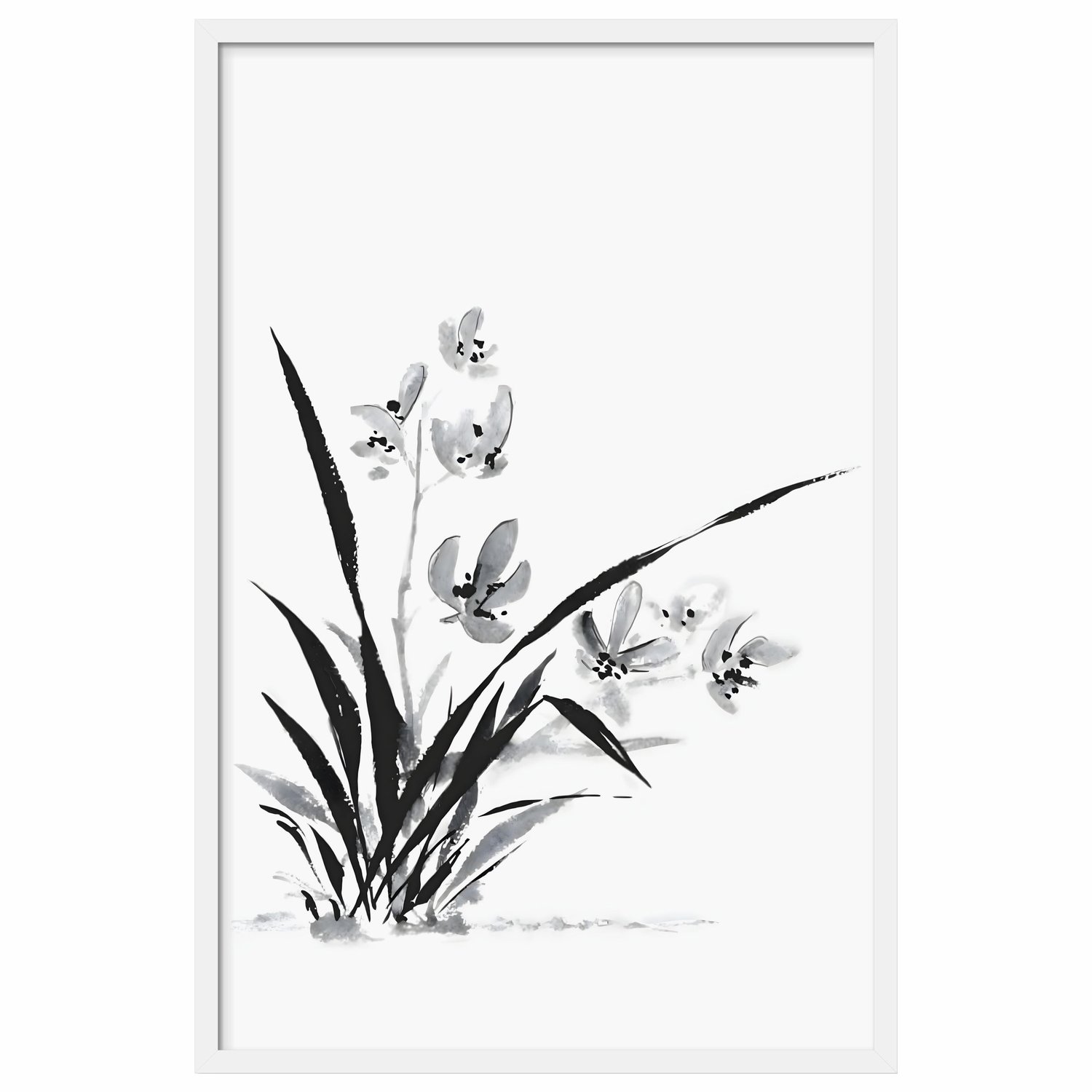 Quadro Decorativa Ran Arte de Flor Ornamental Orquídea no Estilo Sumiê
