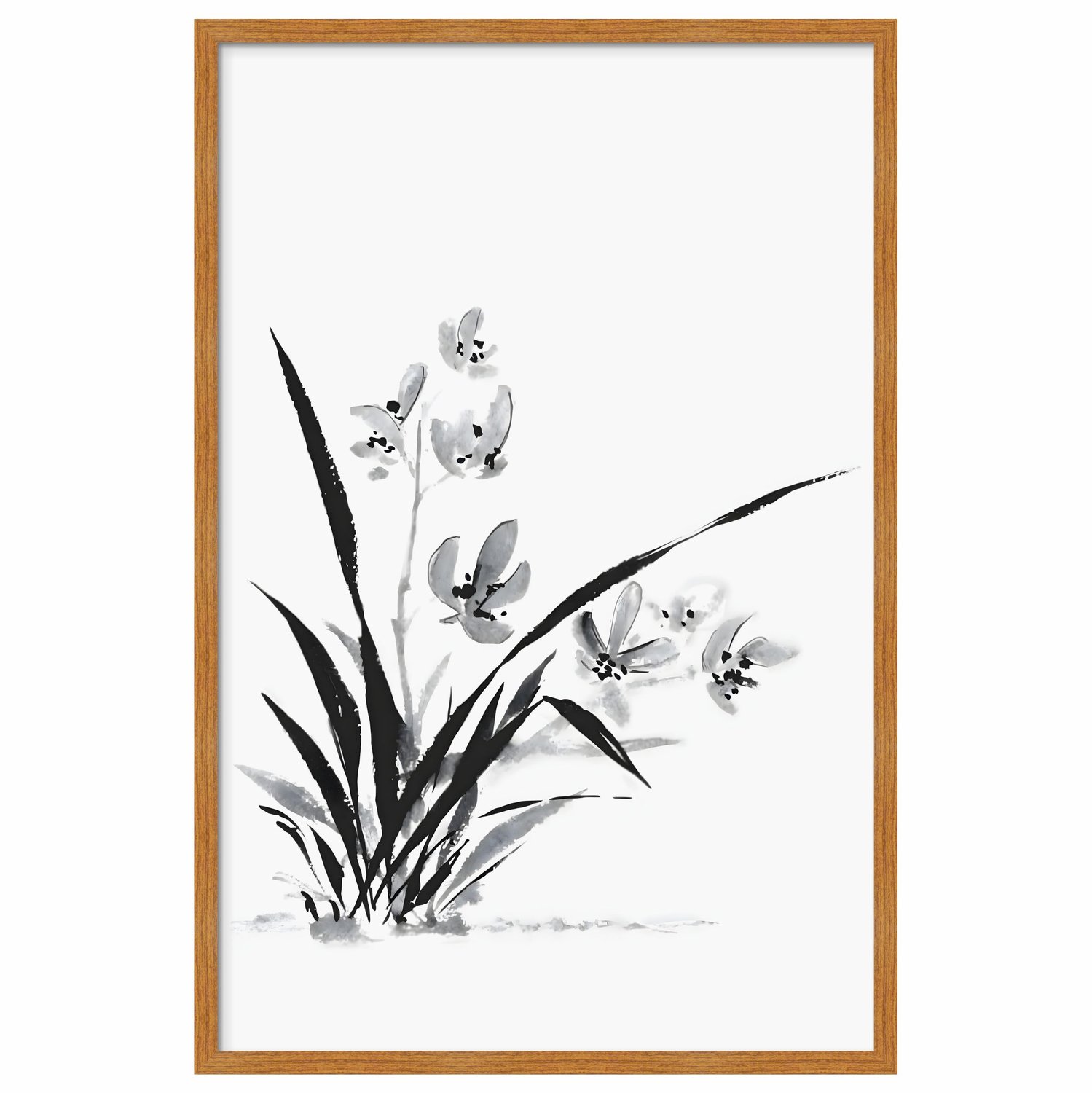 Quadro Decorativa Ran Arte de Flor Ornamental Orquídea no Estilo Sumiê