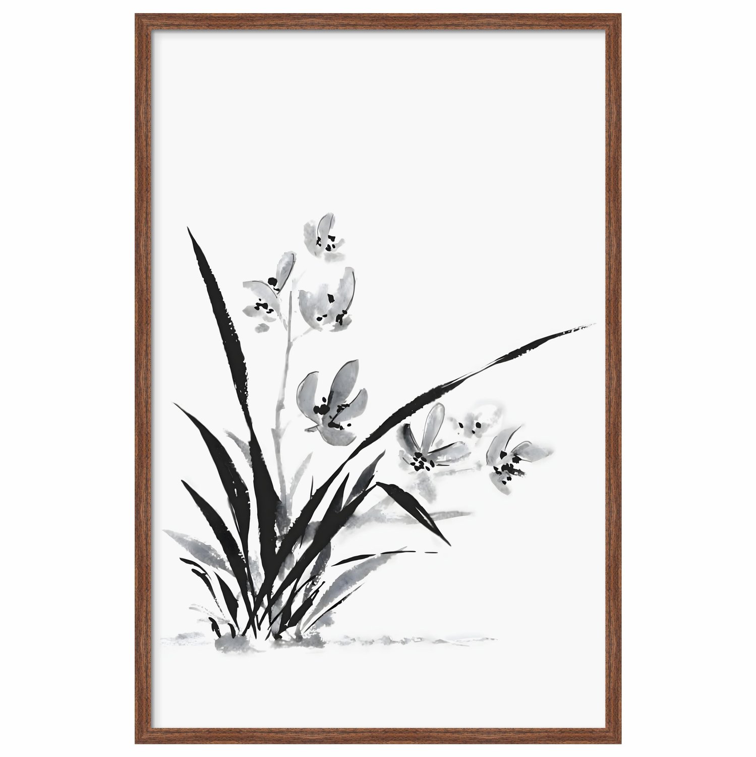 Quadro Decorativa Ran Arte de Flor Ornamental Orquídea no Estilo Sumiê