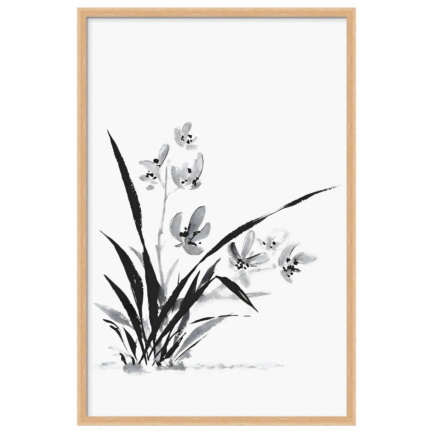 Quadro Decorativa Ran Arte de Flor Ornamental Orquídea no Estilo Sumiê