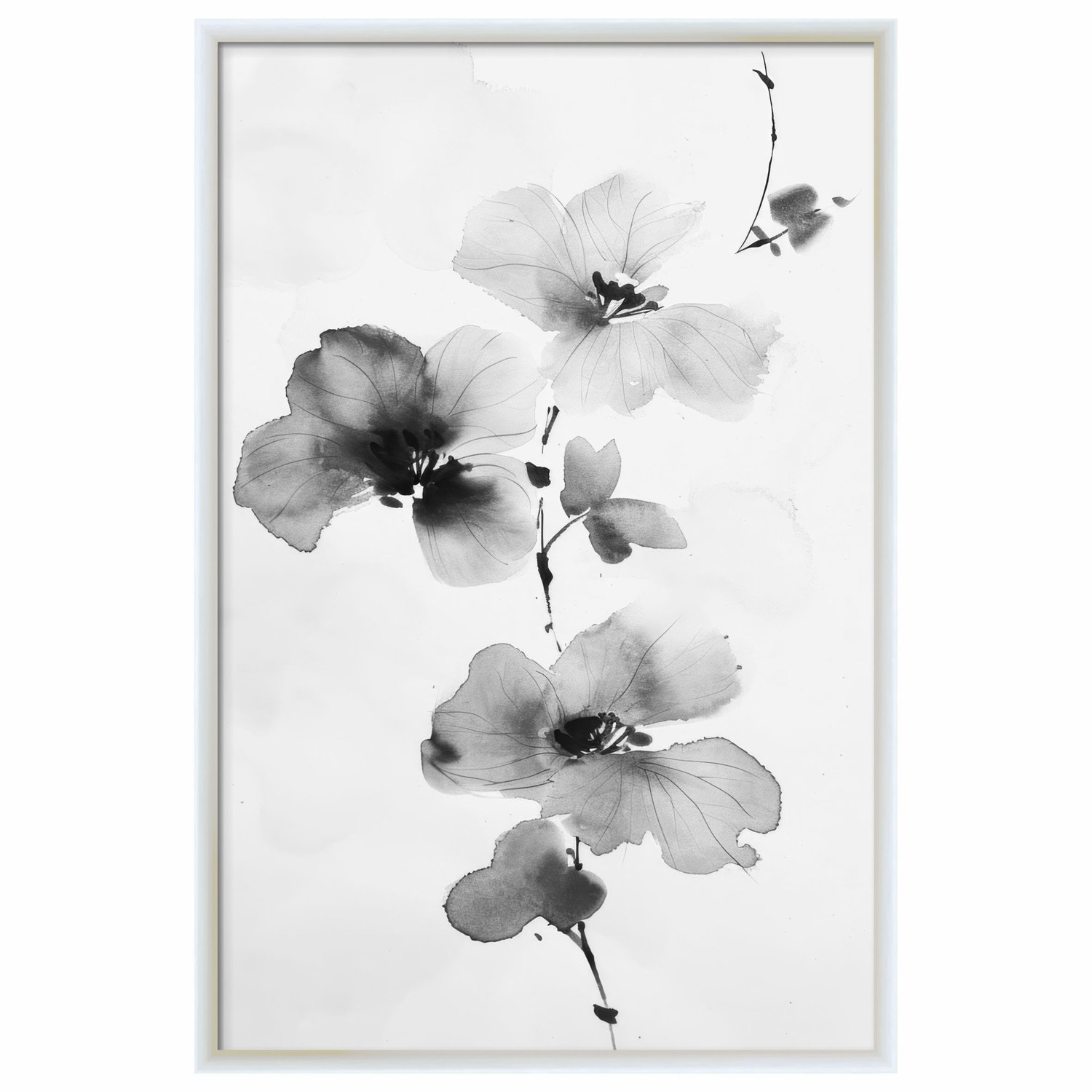 Quadro Decorativa Ran Pintura de Flor Ornamental Orquídea no Estilo Sumiê
