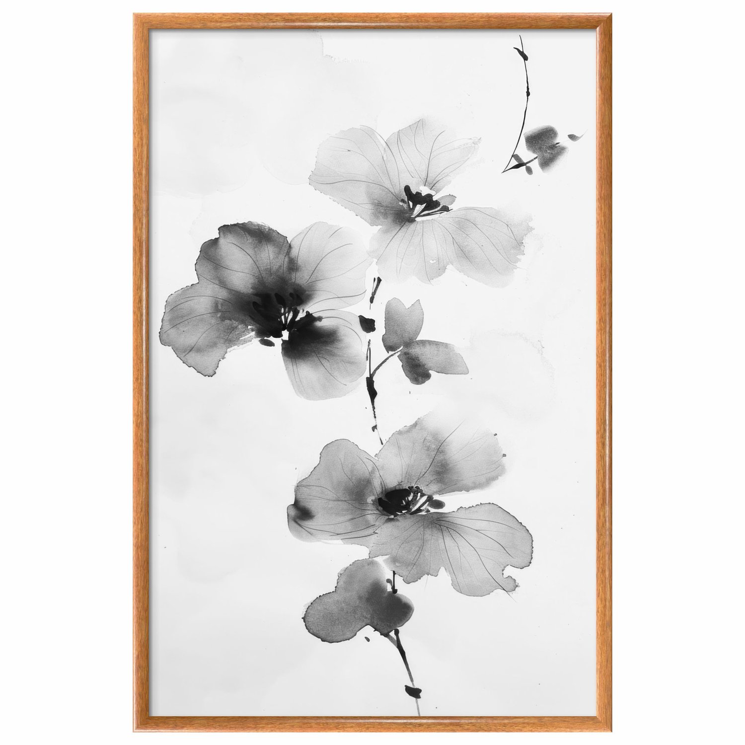 Quadro Decorativa Ran Pintura de Flor Ornamental Orquídea no Estilo Sumiê