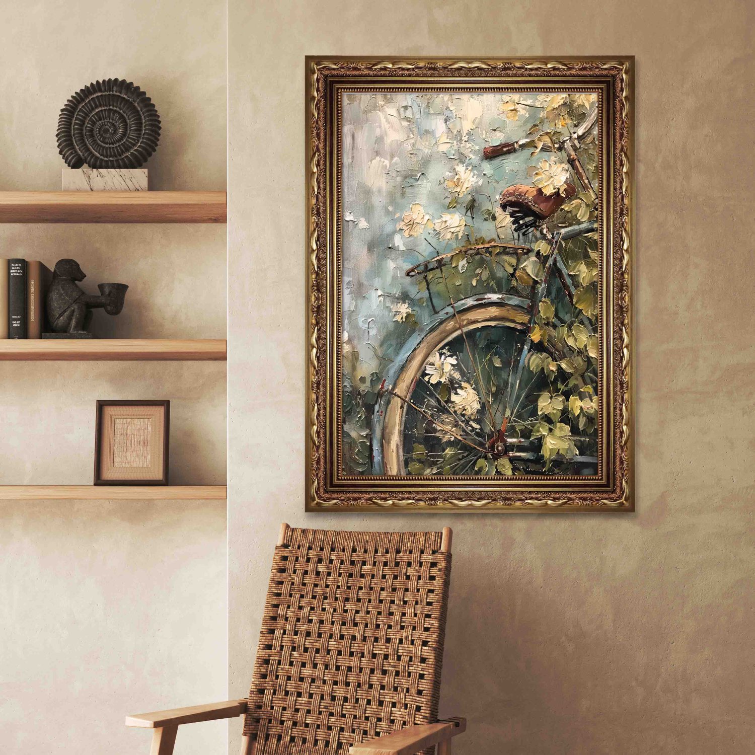 Quadro Decorativo Bicicleta Vintage Farmhouse Pintura Texturizada
