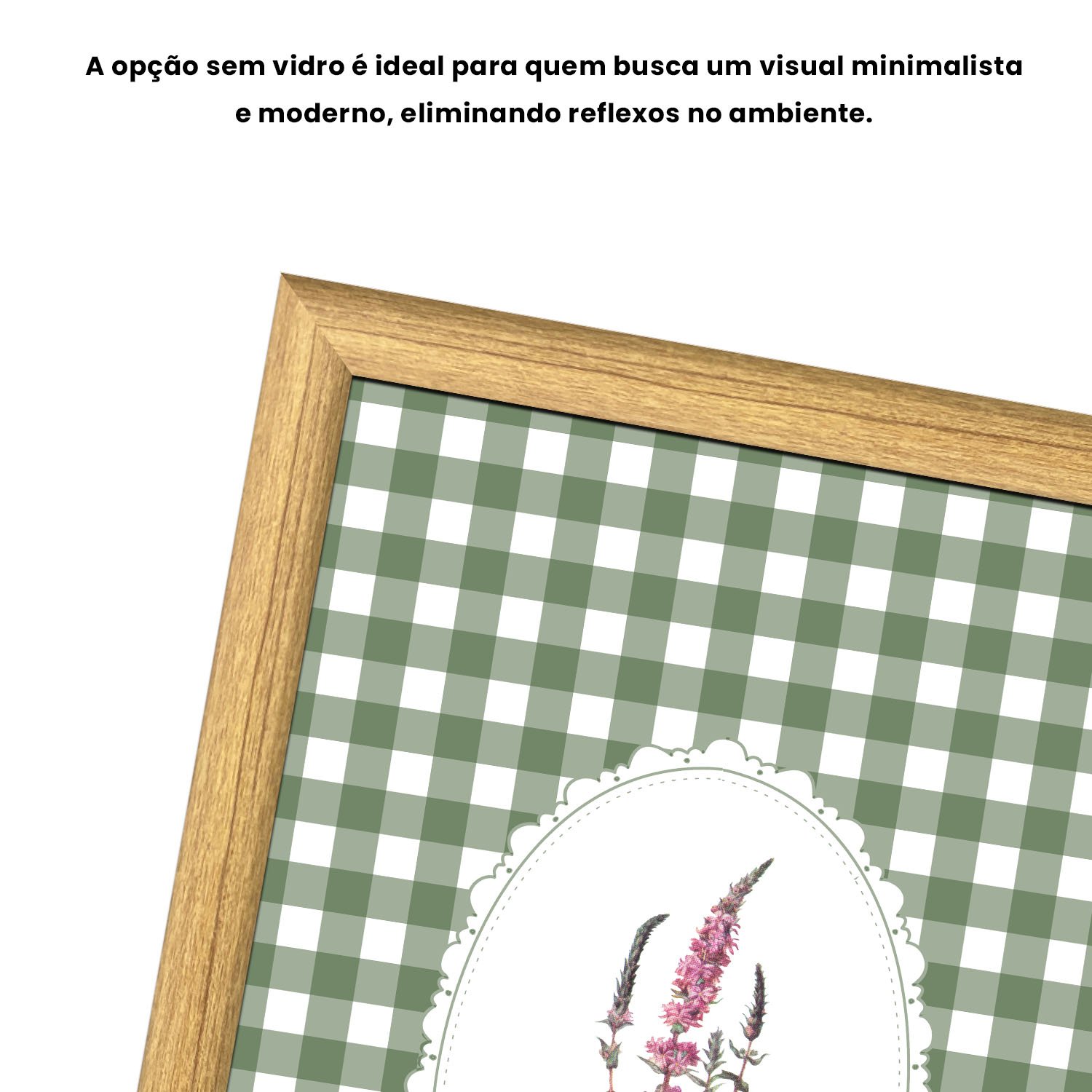 Quadro Decorativo Botânica Com Xadrez Verde Estilo Modern Heritage